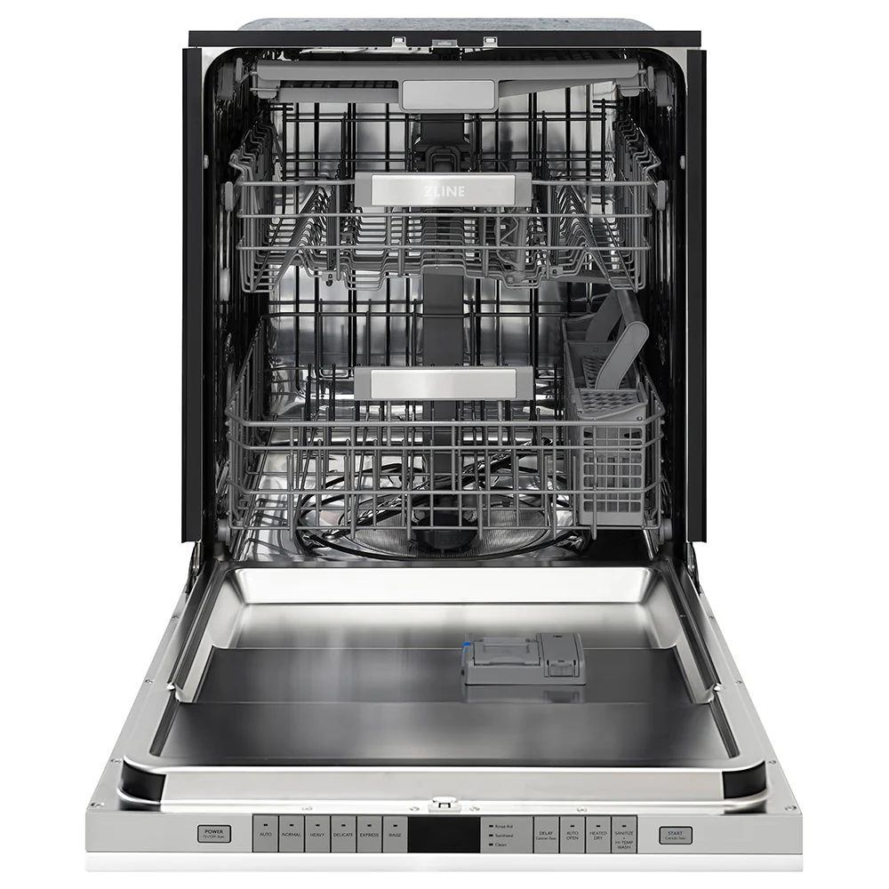 ZLINE Autograph Edition 24 in. Monument Series 3rd Rack Dishwasher with Auto Door Open Drying, 44dBa, White Matte Panel with Champagne Bronze Handle (DWMTZ-WM-24-CB) - Image 2