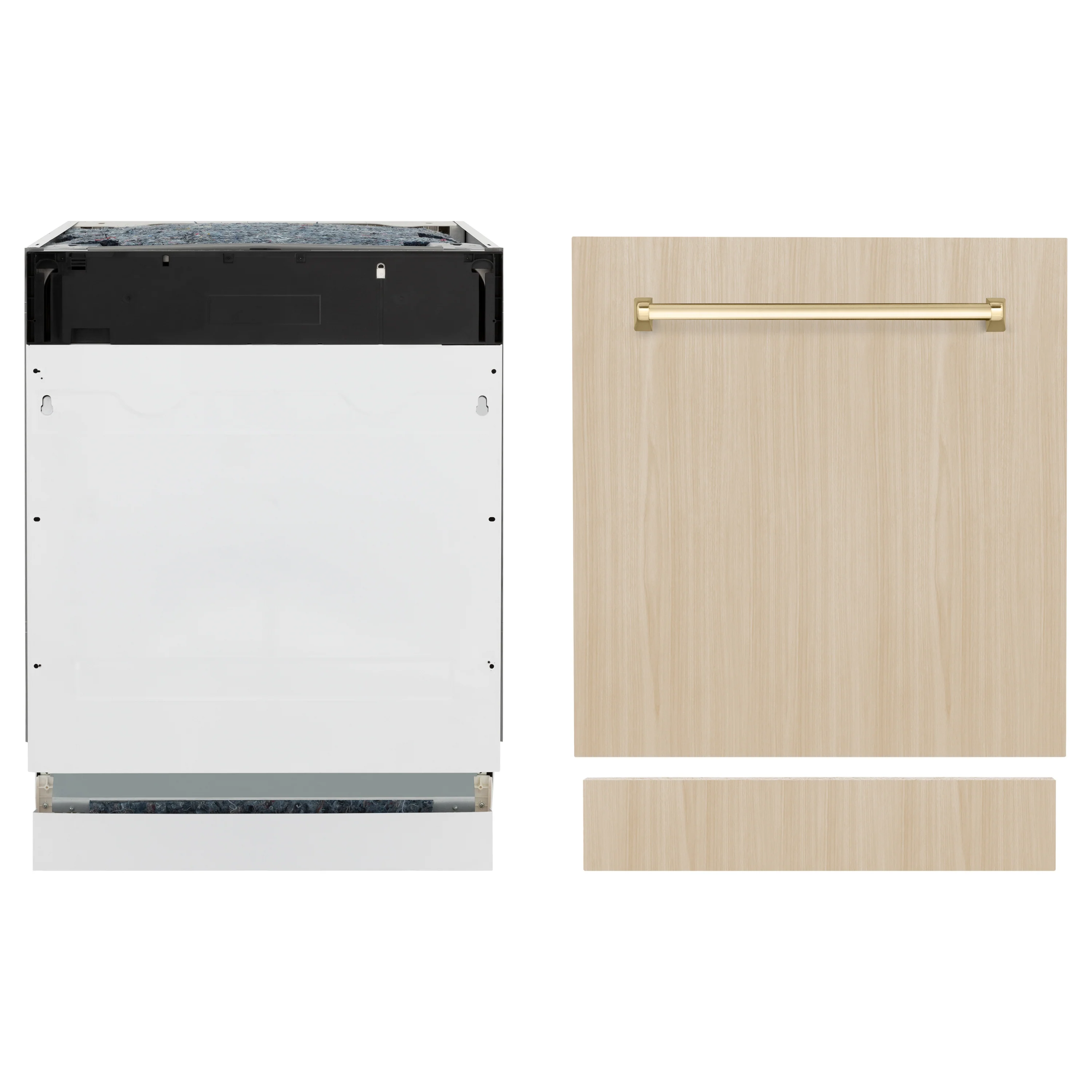 ZLINE Autograph Edition 24" Tallac Series 3rd Rack Top Control Built-In Tall Tub Dishwasher in Custom Panel Ready with Polished Gold Handle, 51dBa (DWVZ-24-G) - Image 3