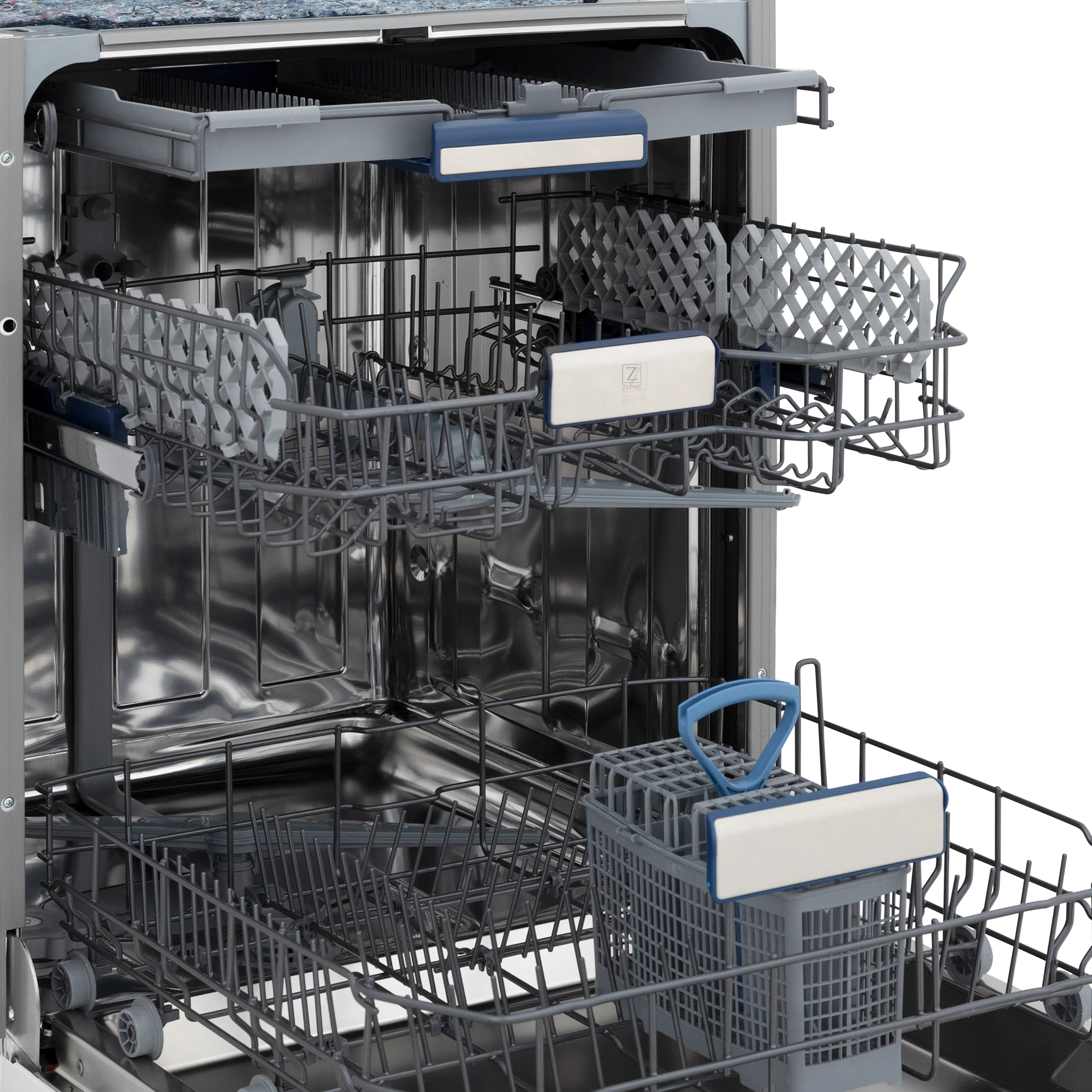ZLINE Autograph Edition 24" Tallac Series 3rd Rack Top Control Built-In Tall Tub Dishwasher in Custom Panel Ready with Polished Gold Handle, 51dBa (DWVZ-24-G) - Image 9