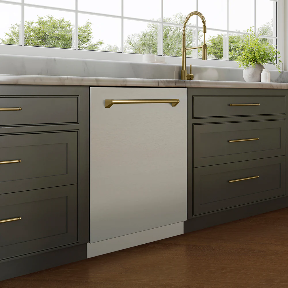 ZLINE Autograph Edition 24 in. Tallac Series 3rd Rack Top Control Built-In Tall Tub Dishwasher in Stainless Steel with Champagne Bronze Handle, 51dBa (DWVZ-304-24-CB) - Image 22