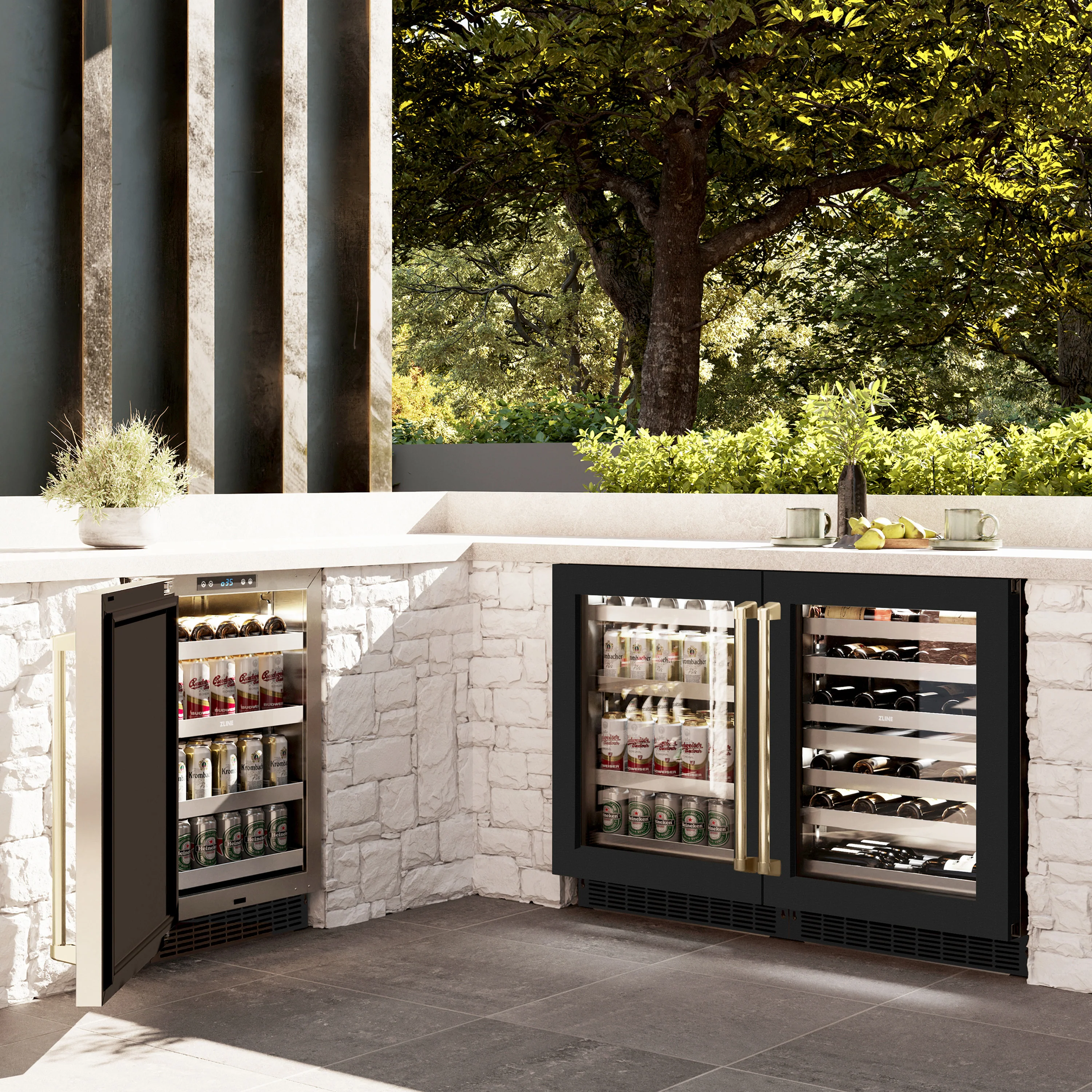 ZLINE Autograph Edition 24 in. Touchstone 151 Can Beverage Fridge With Black Matte Glass Door And Champagne Bronze Handle (RBSOZ-BLM-24-CB) - Image 10