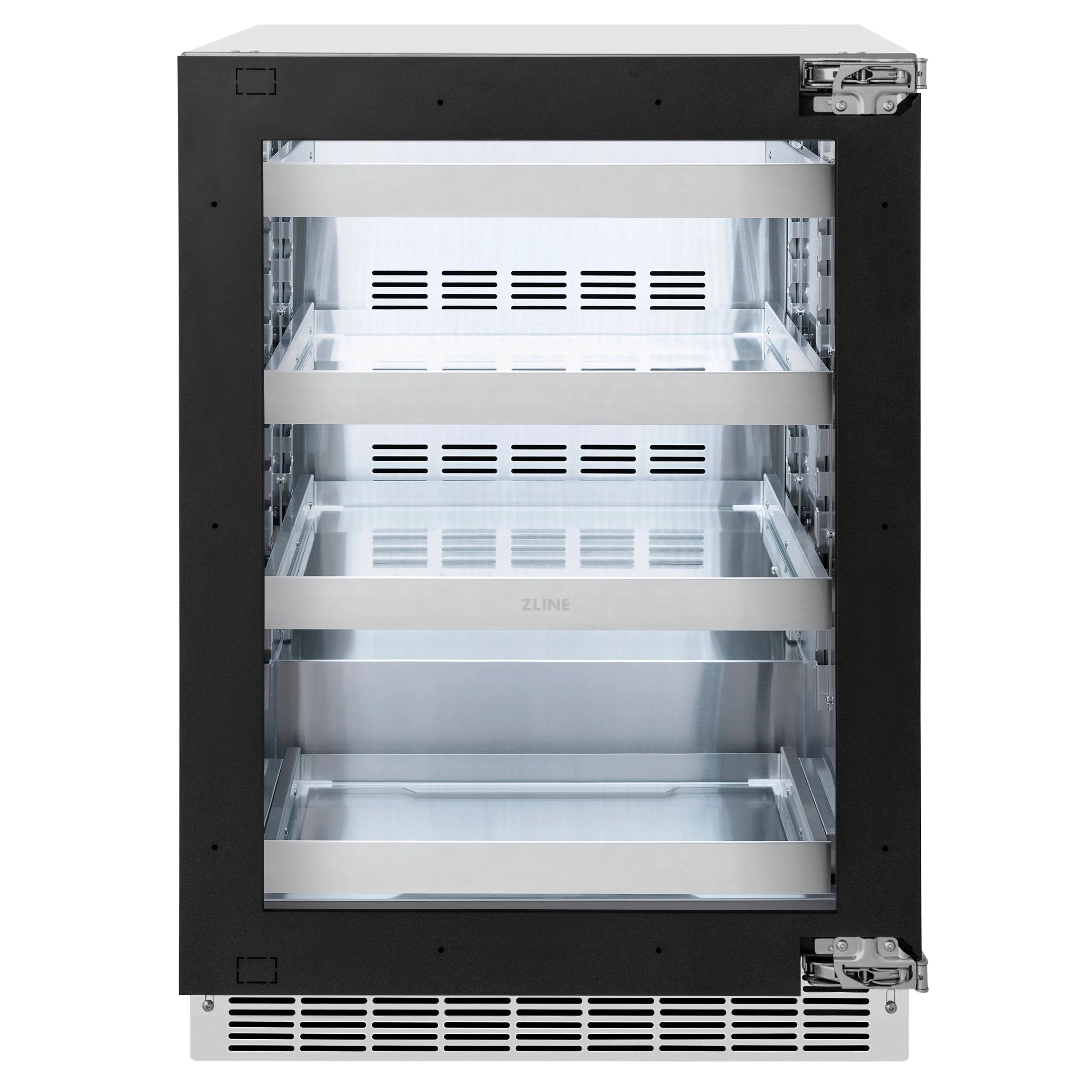 ZLINE 24 In. Touchstone Beverage Fridge with Panel-Ready Glass Door and Champagne Bronze Handle (RBSPOZ-24-CB) - Image 4