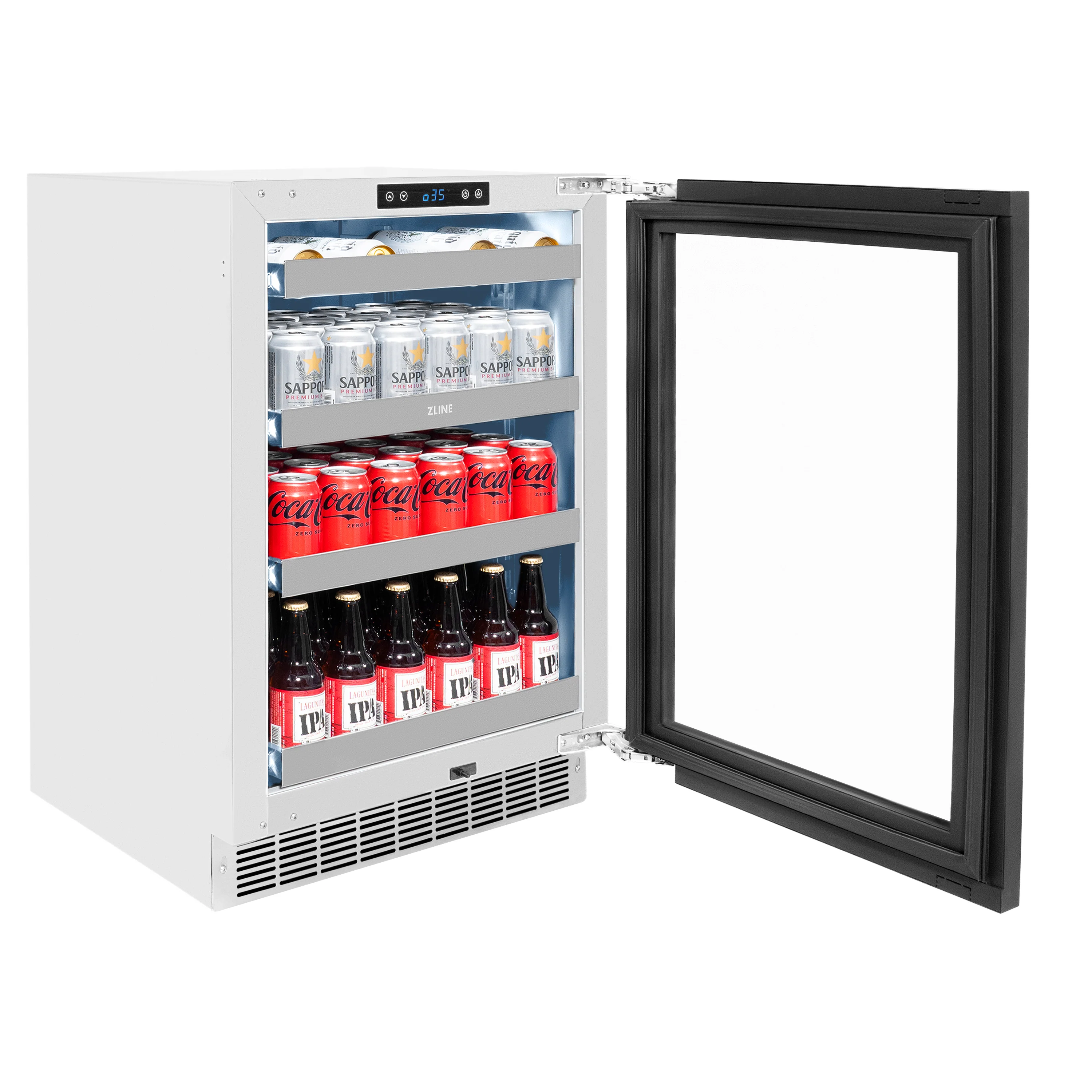 ZLINE 24 In. Touchstone Beverage Fridge with Panel-Ready Glass Door and Champagne Bronze Handle (RBSPOZ-24-CB) - Image 8