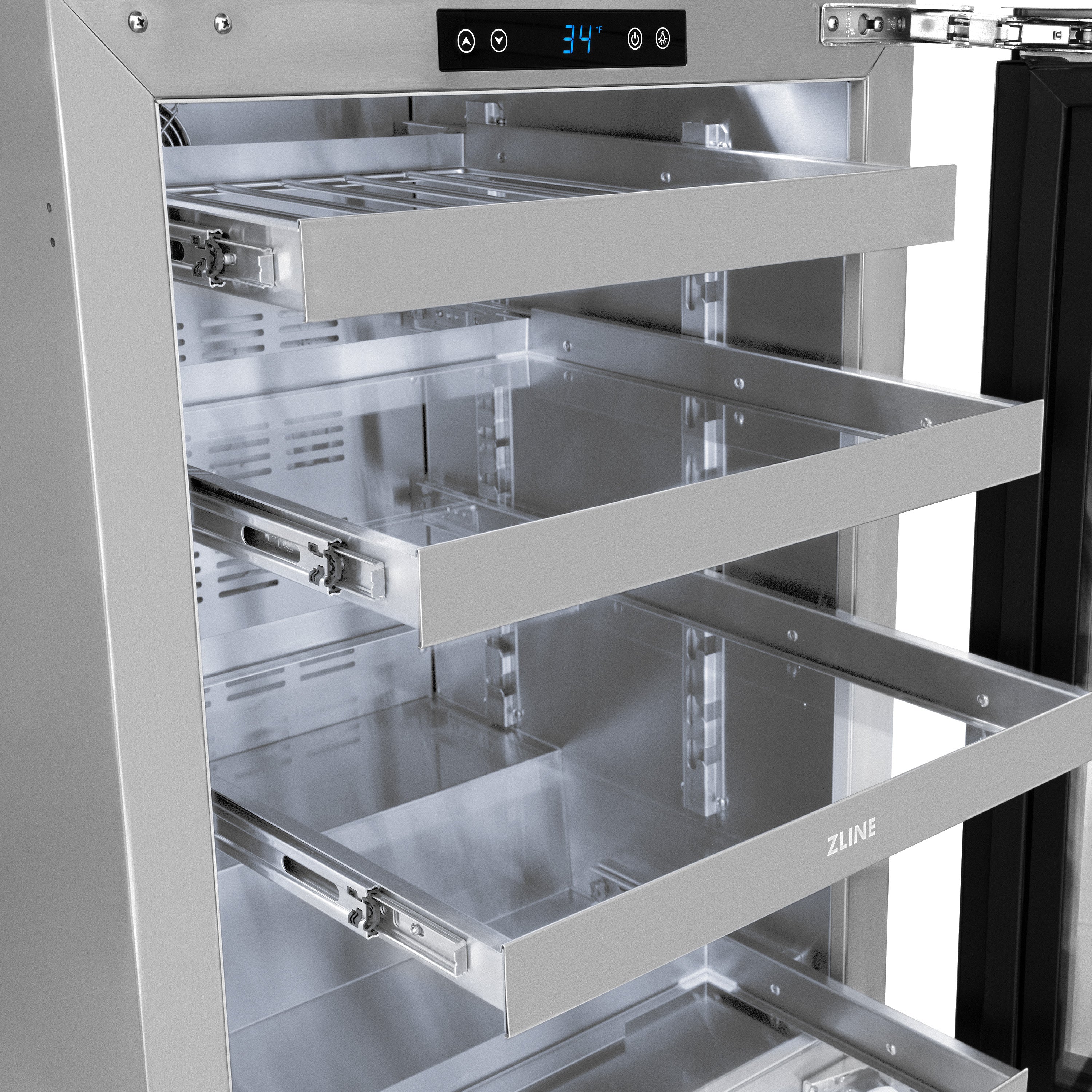 ZLINE 24 In. Touchstone Beverage Fridge with Panel-Ready Glass Door and Polished Gold Handle (RBSPOZ-24-G) - Image 11