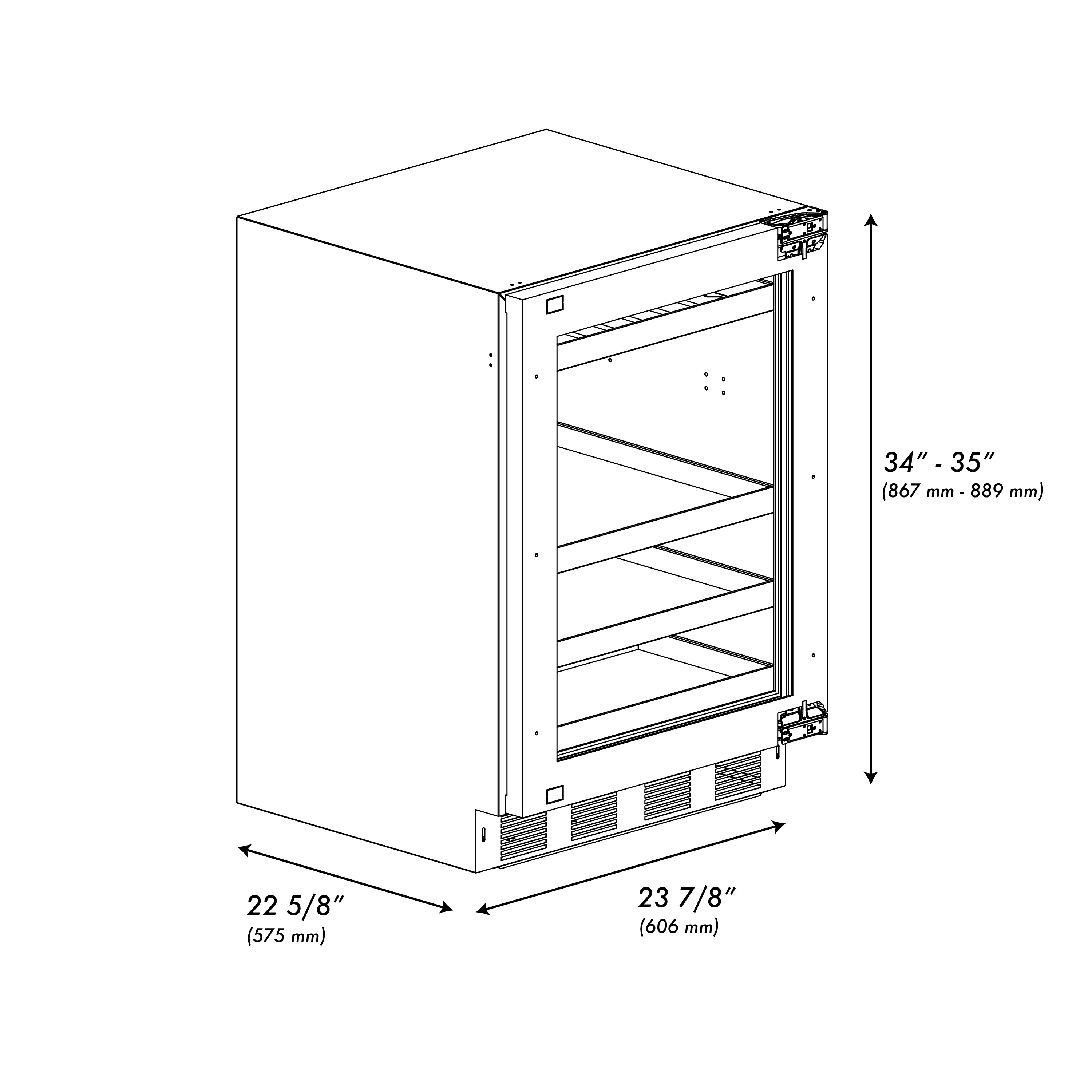 ZLINE 24 In. Touchstone Beverage Fridge with Panel-Ready Glass Door and Polished Gold Handle (RBSPOZ-24-G) - Image 17
