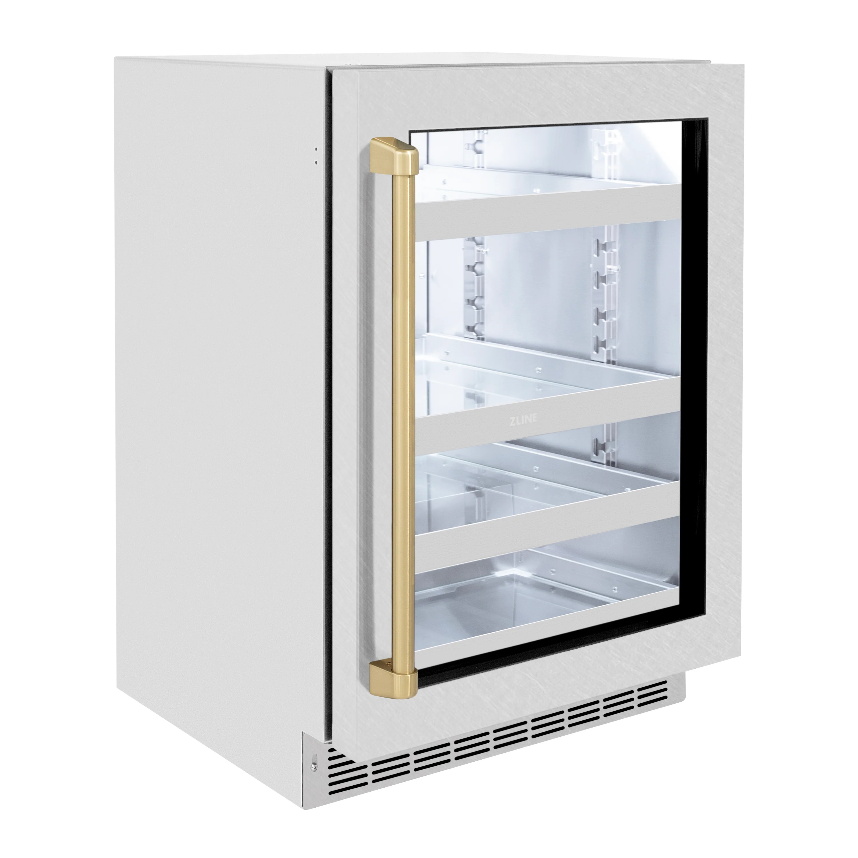 ZLINE Autograph Edition 24 in. Touchstone 151 Can Beverage Fridge With Satin Stainless Steel Glass Door And Champagne Bronze Handle (RBSOZ-SN-24-CB) - Image 3