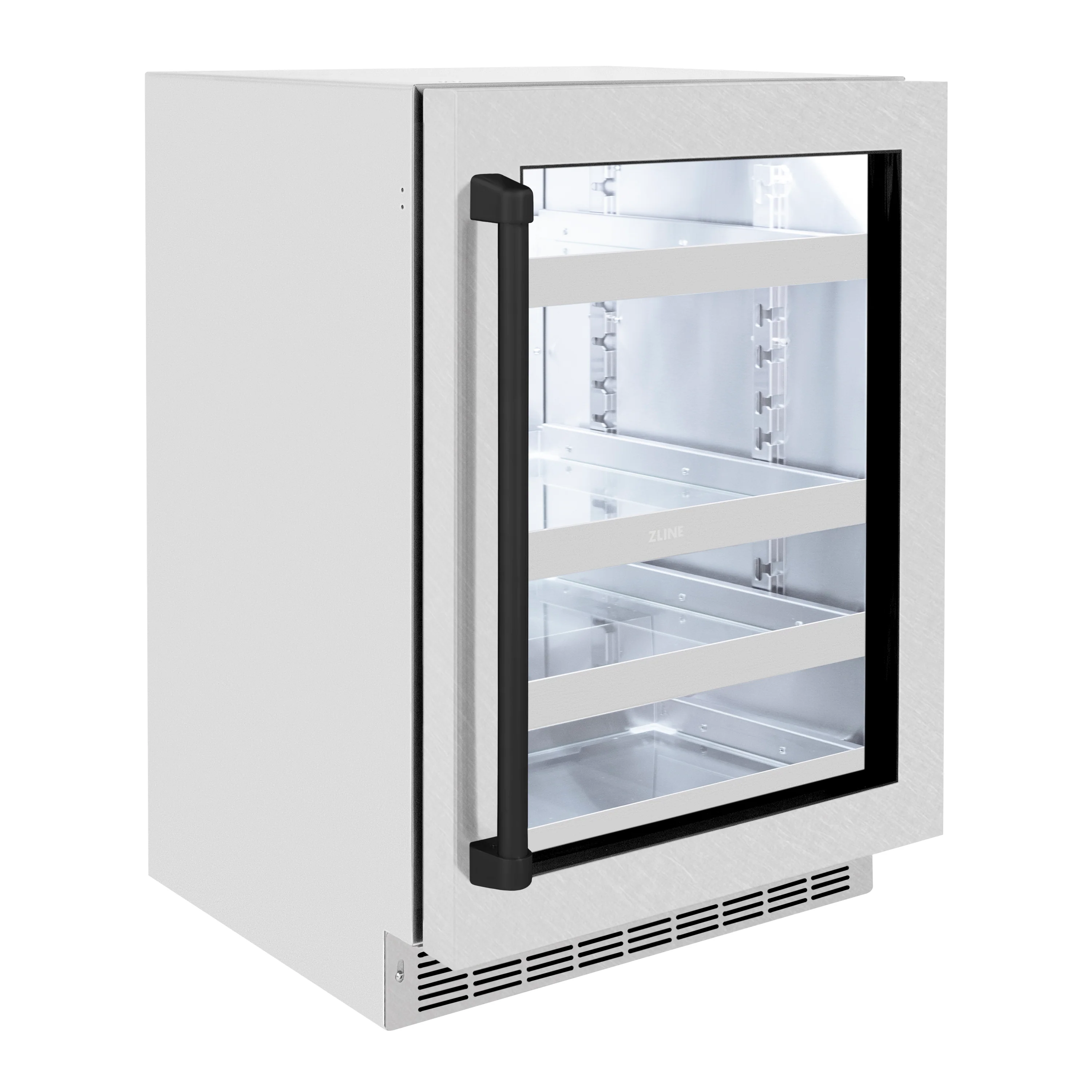 ZLINE Autograph Edition 24 in. Touchstone 151 Can Beverage Fridge With Satin Stainless Steel Glass Door And Matte Black Handle (RBSOZ-SN-24-MB) - Image 3