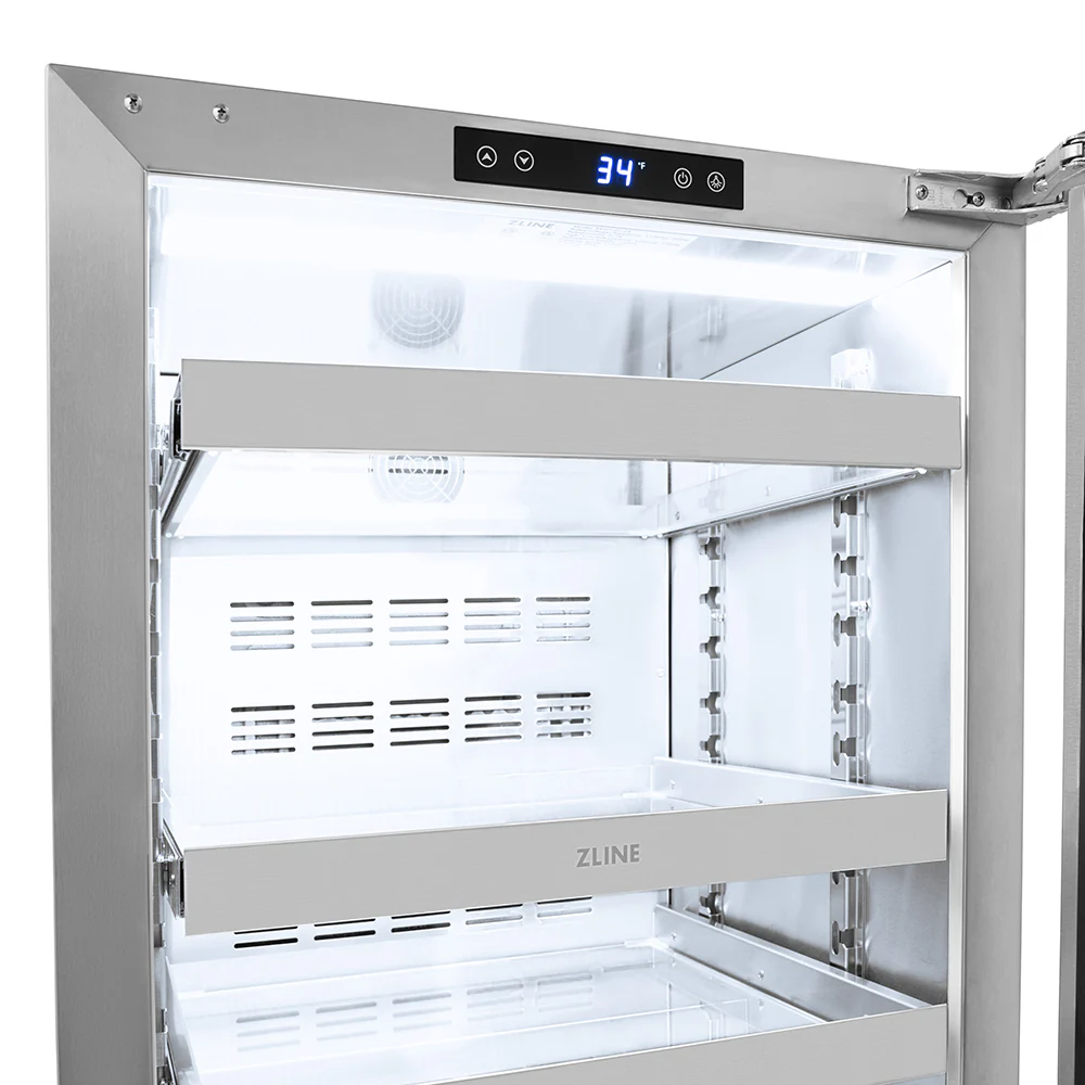 ZLINE Autograph Edition 24 in. Touchstone 151 Can Beverage Fridge with Solid Stainless Steel Door and Champagne Bronze Helix Handle (RBSOZ-ST-24-KCB) - Image 9