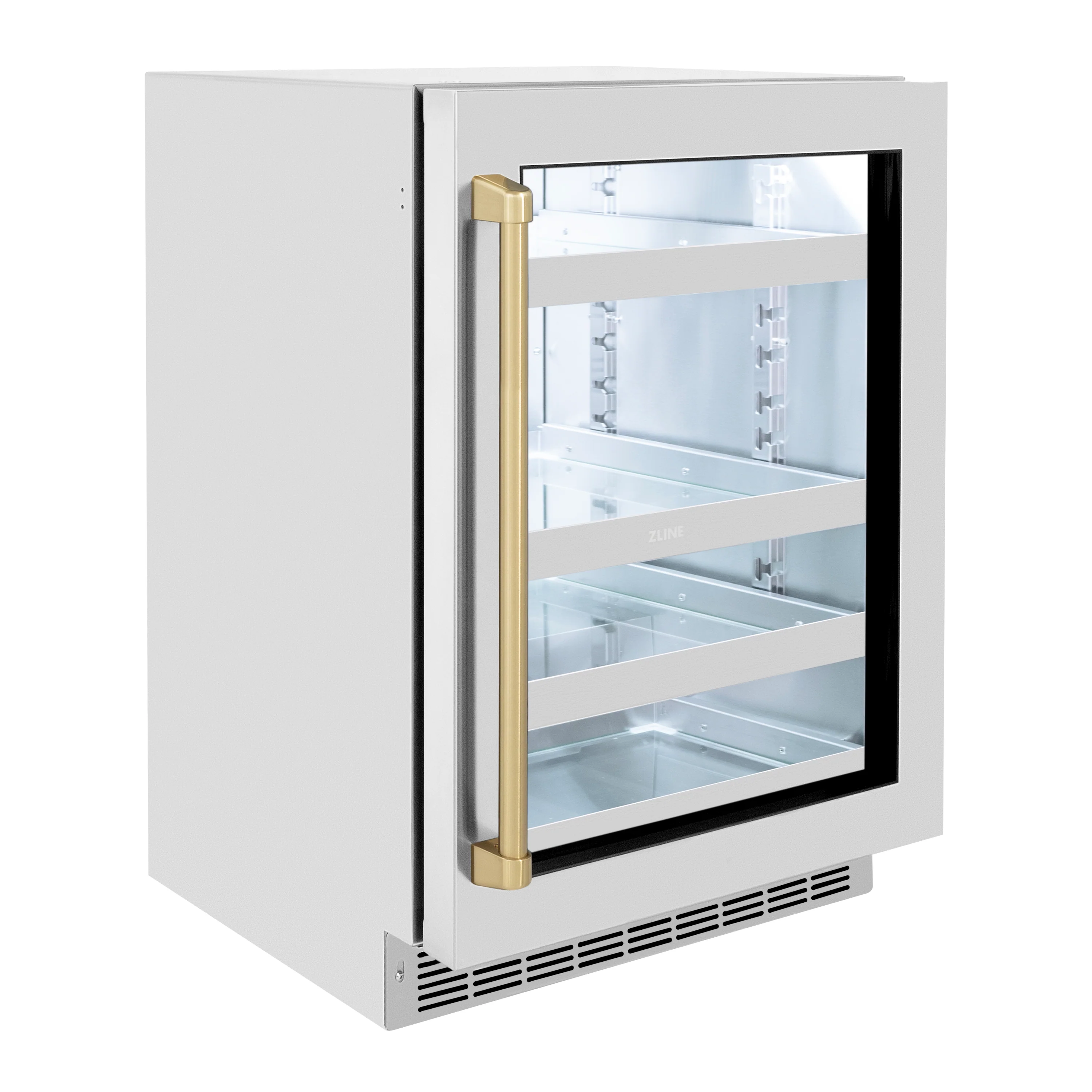 ZLINE 24 In. Touchstone Beverage Fridge with Stainless Steel Glass Door and Champagne Bronze Handle (RBSOZ-GS-24-CB) - Image 4