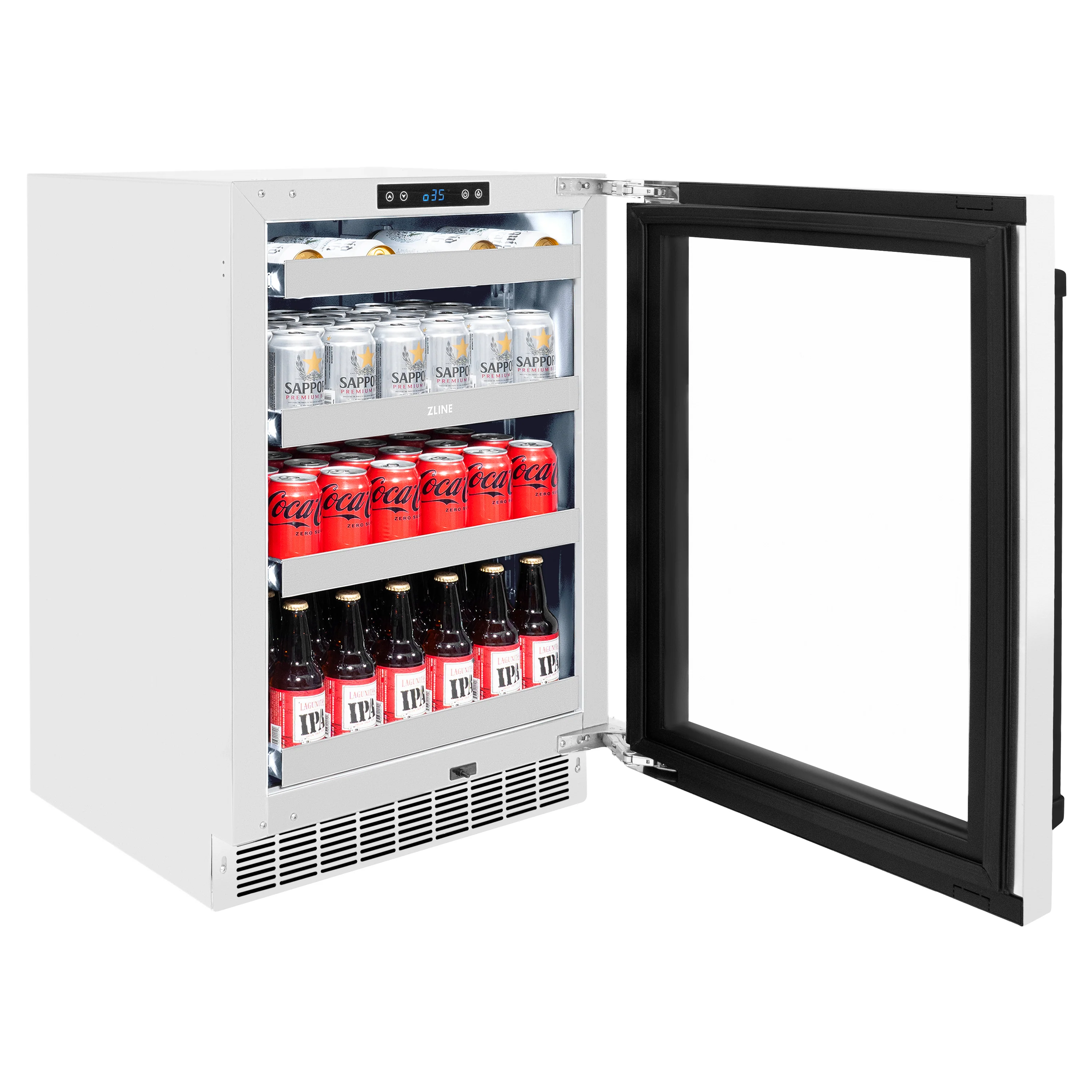 ZLINE Autograph Edition 24 in. Touchstone 151 Can Beverage Fridge With White Matte Glass Door And Matte Black Handle (RBSOZ-WM-24-MB) - Image 7