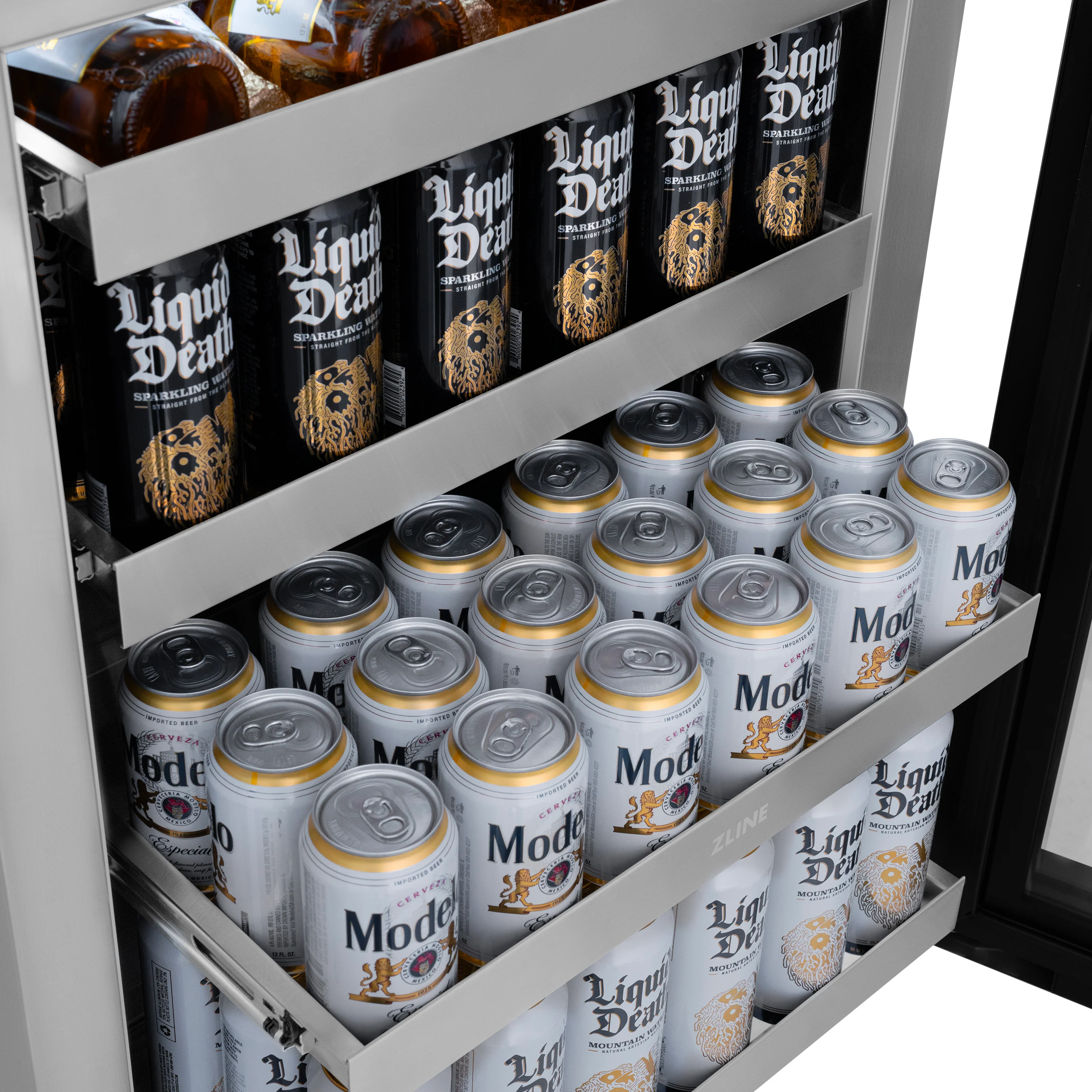ZLINE Autograph Edition 24 in. Touchstone 151 Can Beverage Fridge With White Matte Glass Door And Matte Black Handle (RBSOZ-WM-24-MB) - Image 9