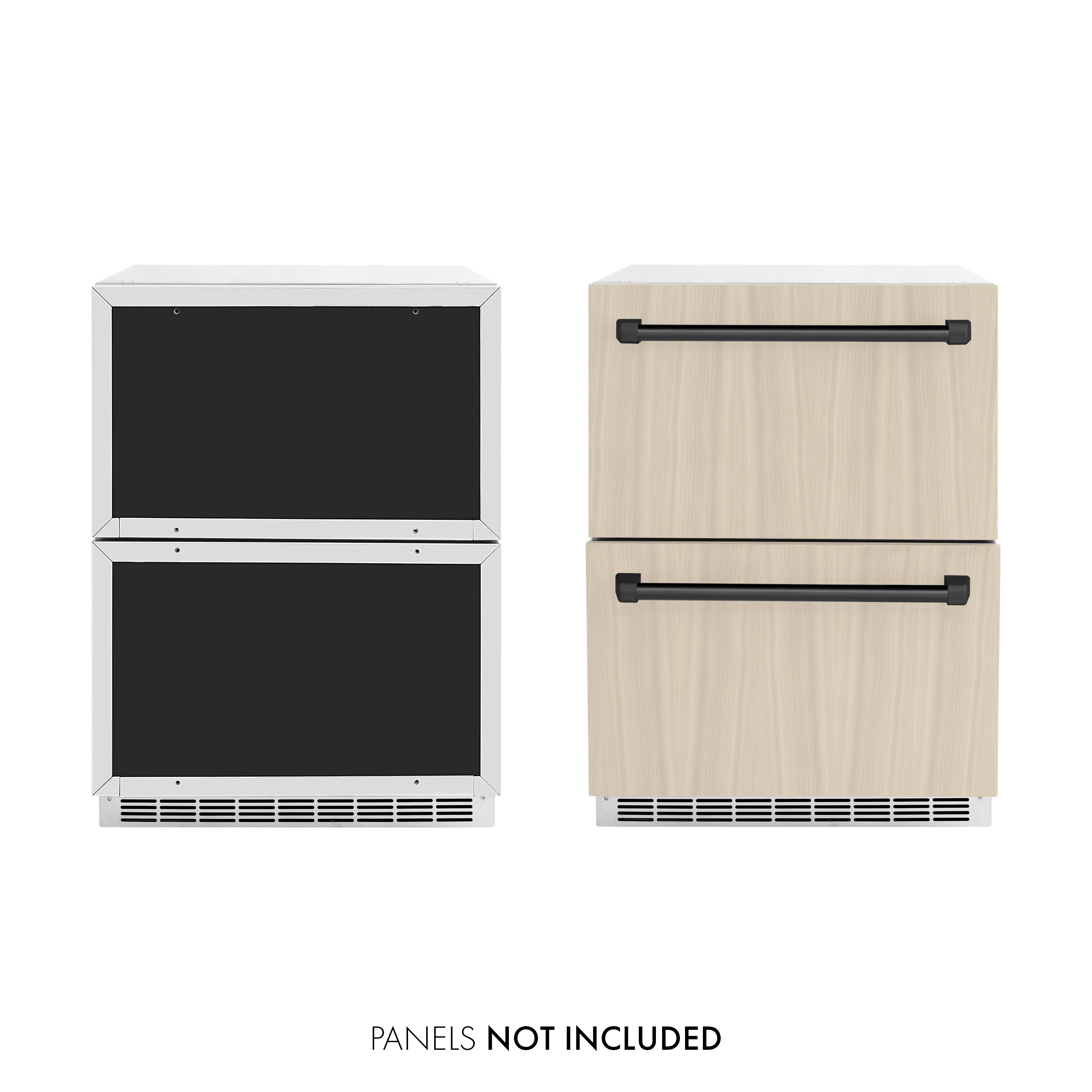 ZLINE Autograph Edition 24 in. Touchstone 168 Can Outdoor-Rated Dual Refrigerator Drawer with Panel-Ready Doors and Matte Black Handles (RDSPOZ-24-MB) - Image 3