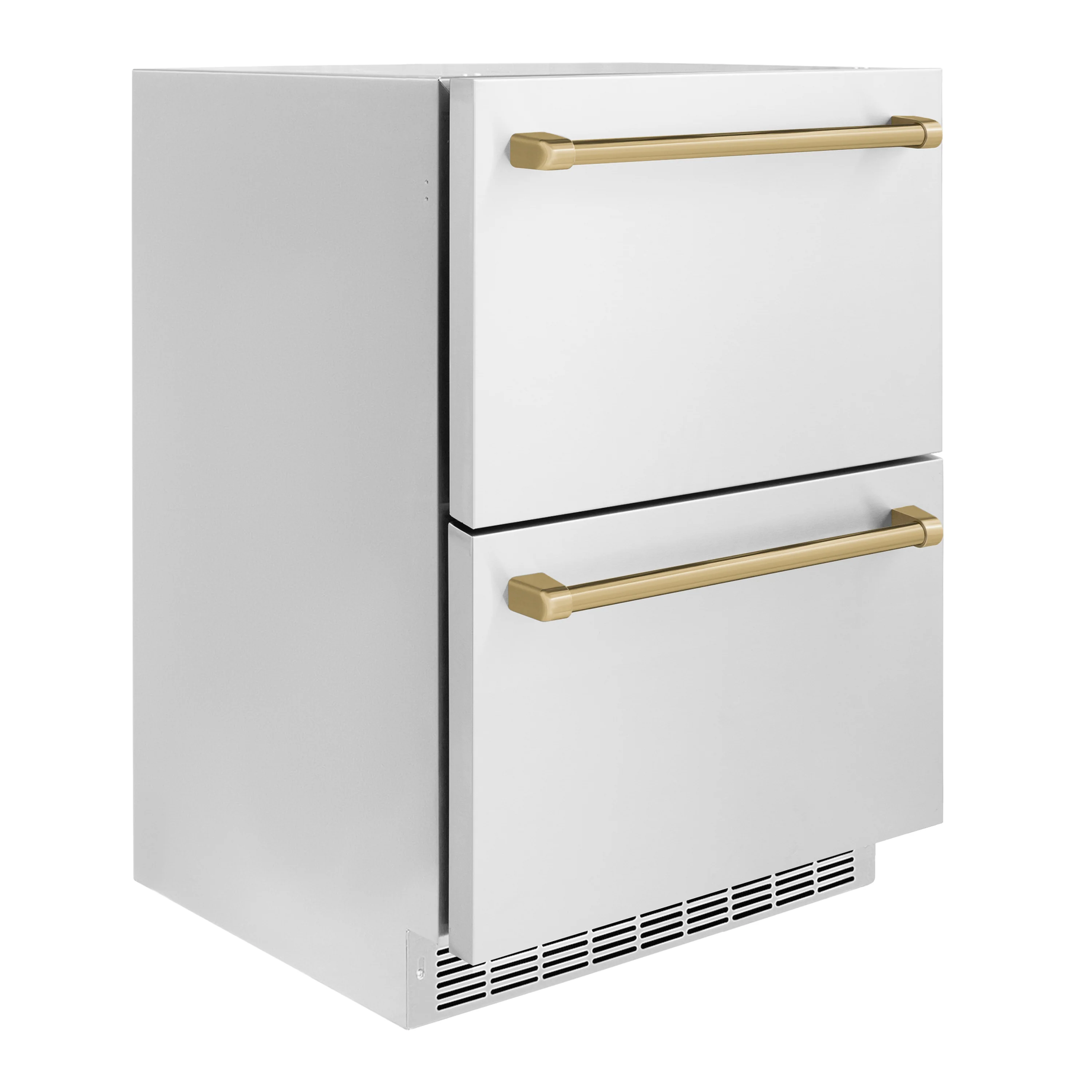 ZLINE Autograph Edition 24 in. Touchstone 168 Can Outdoor-Rated Dual Refrigerator Drawer with Stainless Steel Doors and Champagne Bronze Handles (RDSOZ-ST-24-CB) - Image 3