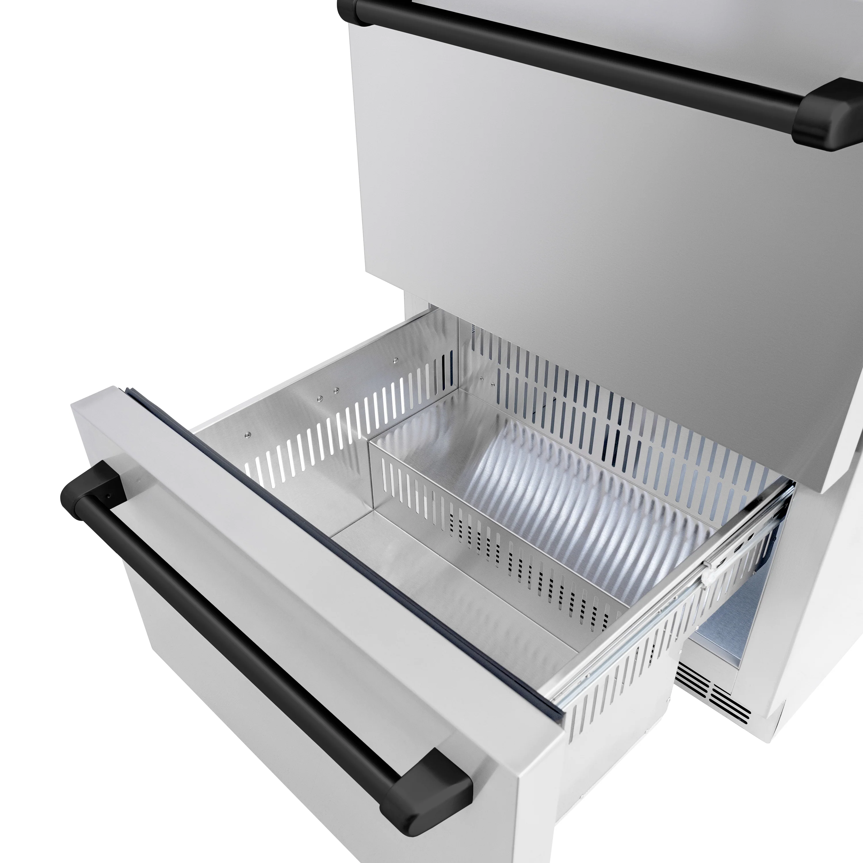 ZLINE Autograph Edition 24 in. Touchstone 168 Can Outdoor-Rated Dual Refrigerator Drawer with Stainless Steel Doors and Matte Black Handles (RDSOZ-ST-24-MB) - Image 7