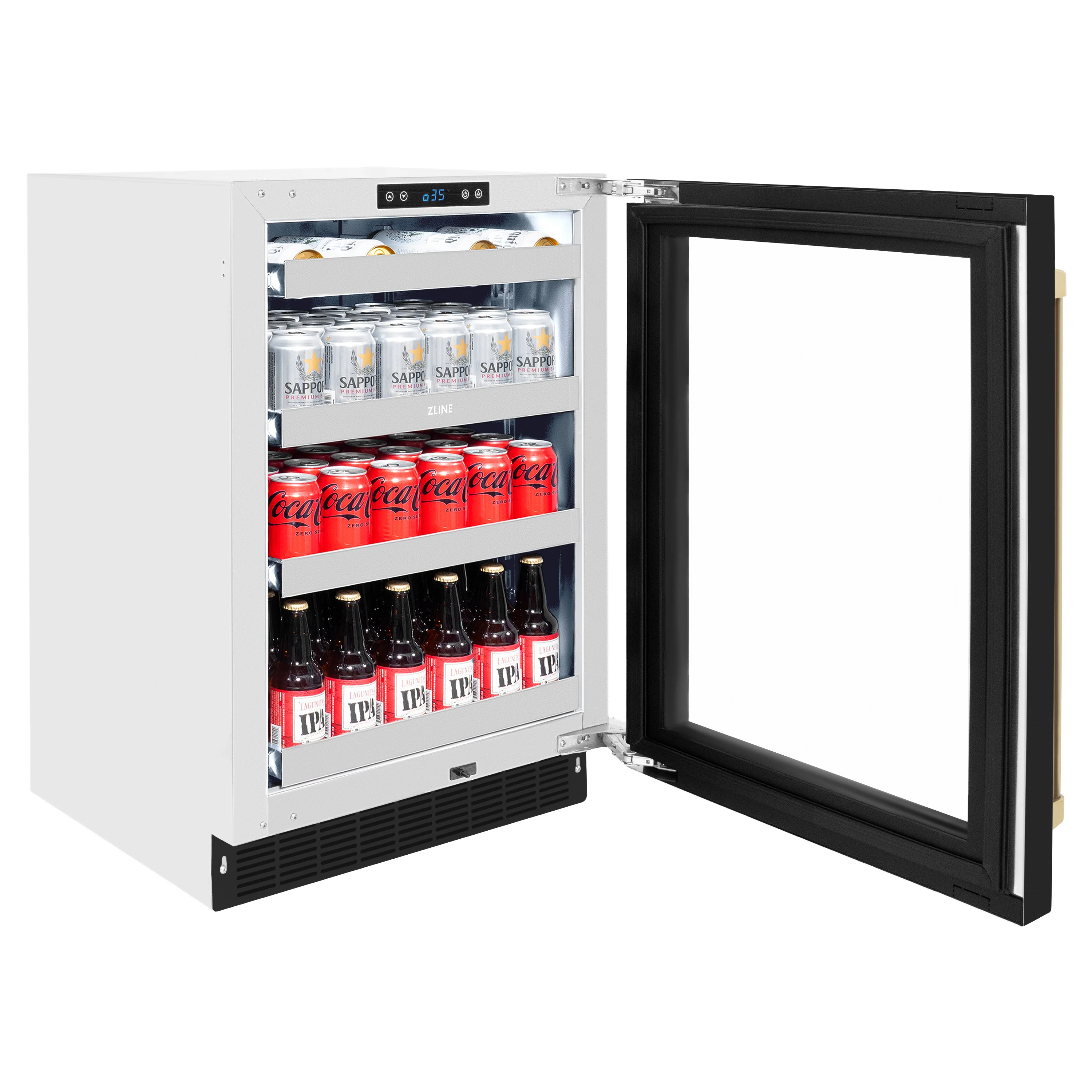 ZLINE Autograph Edition 24 in. Touchstone Dual Zone 44 Bottle Wine Cooler With Black Matte Glass Door And Champagne Bronze Handle (RWDOZ-BLM-24-CB) - Image 7