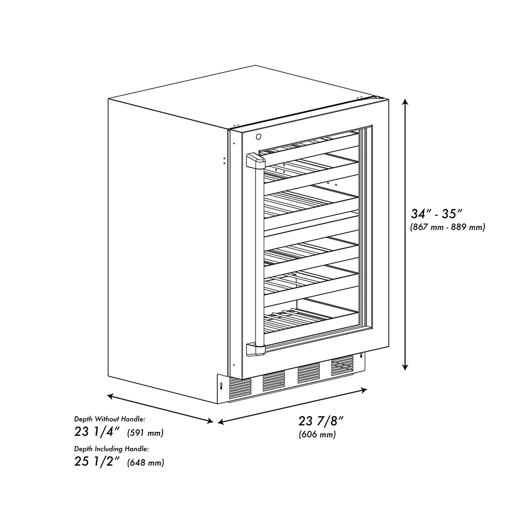 ZLINE Autograph Edition 24 in. Touchstone Dual Zone 44 Bottle Wine Cooler with Black Stainless Steel Glass Door and Champagne Bronze Helix Handle (RWDOZ-BS-24-KCB) - Image 10