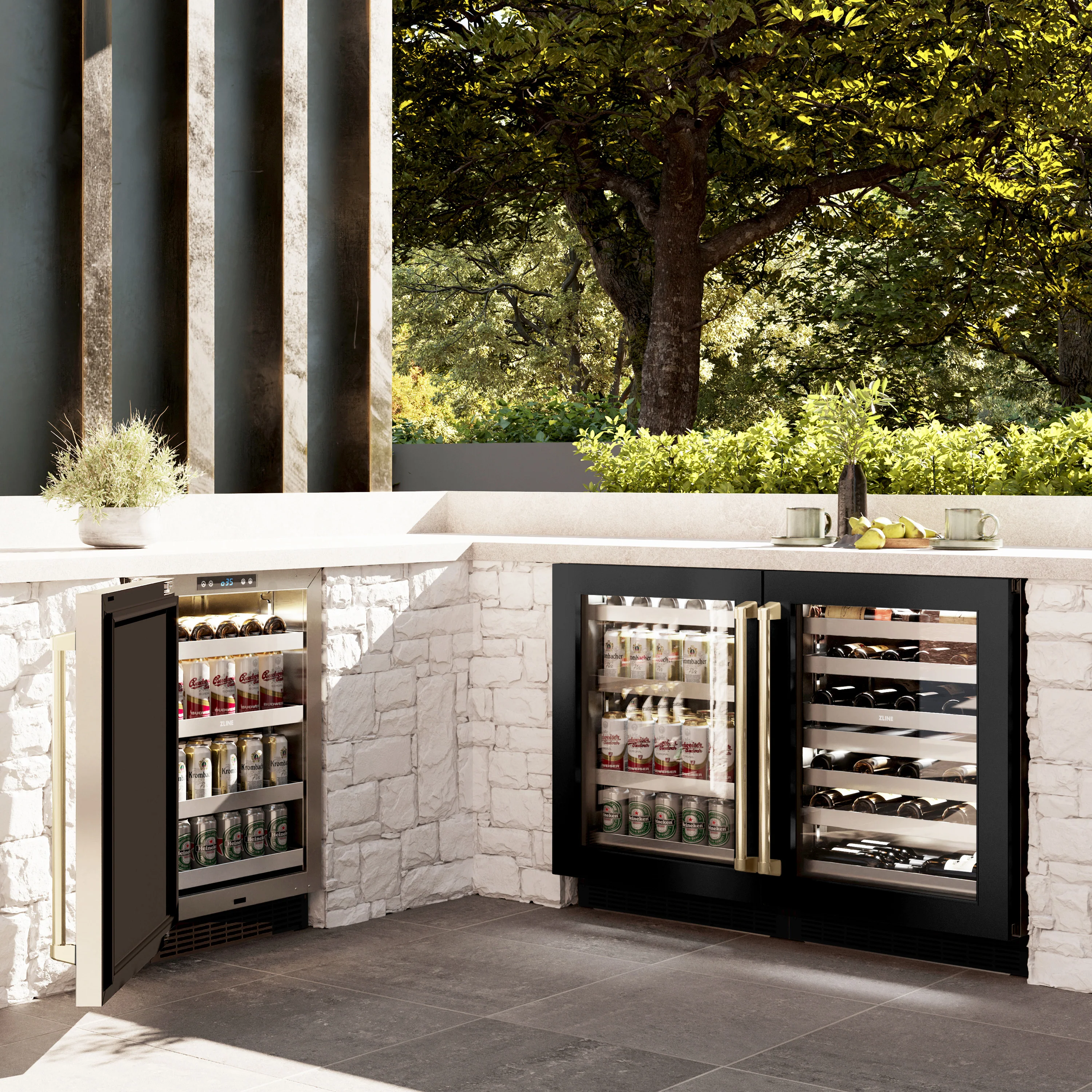 ZLINE Autograph Edition 24 in. Touchstone Dual Zone 44 Bottle Wine Cooler With Black Stainless Steel Glass Door And Champagne Bronze Handle (RWDOZ-BS-24-CB) - Image 9