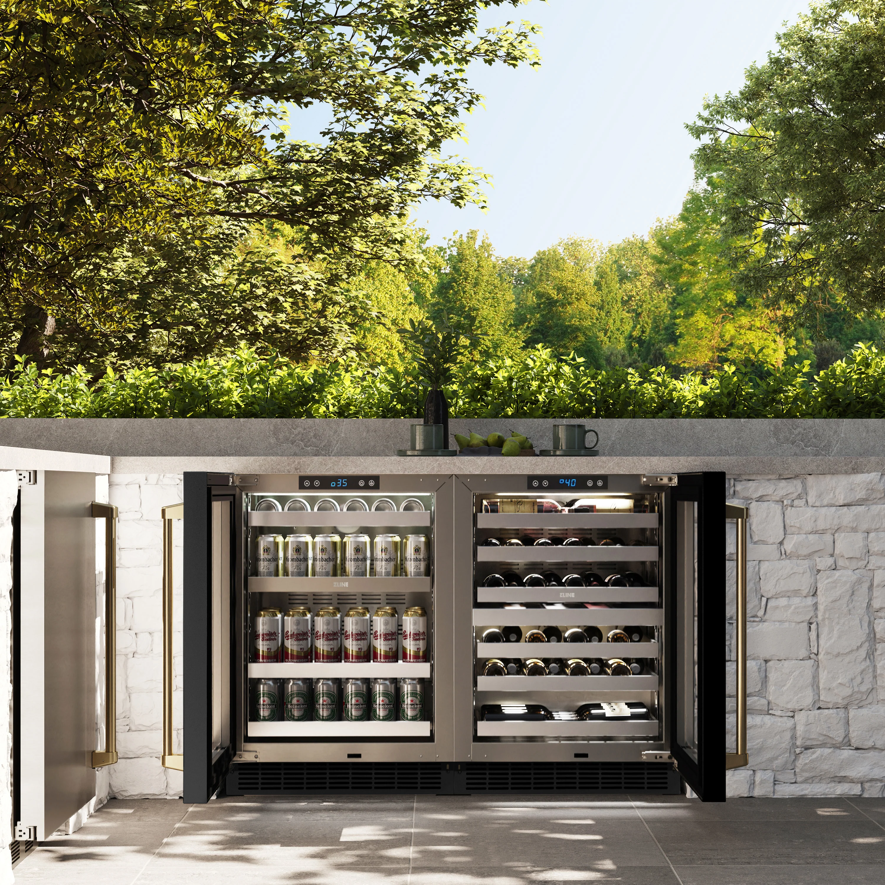 ZLINE Autograph Edition 24 in. Touchstone Dual Zone 44 Bottle Wine Cooler With Black Stainless Steel Glass Door And Polished Gold Handle (RWDOZ-BS-24-G) - Image 10