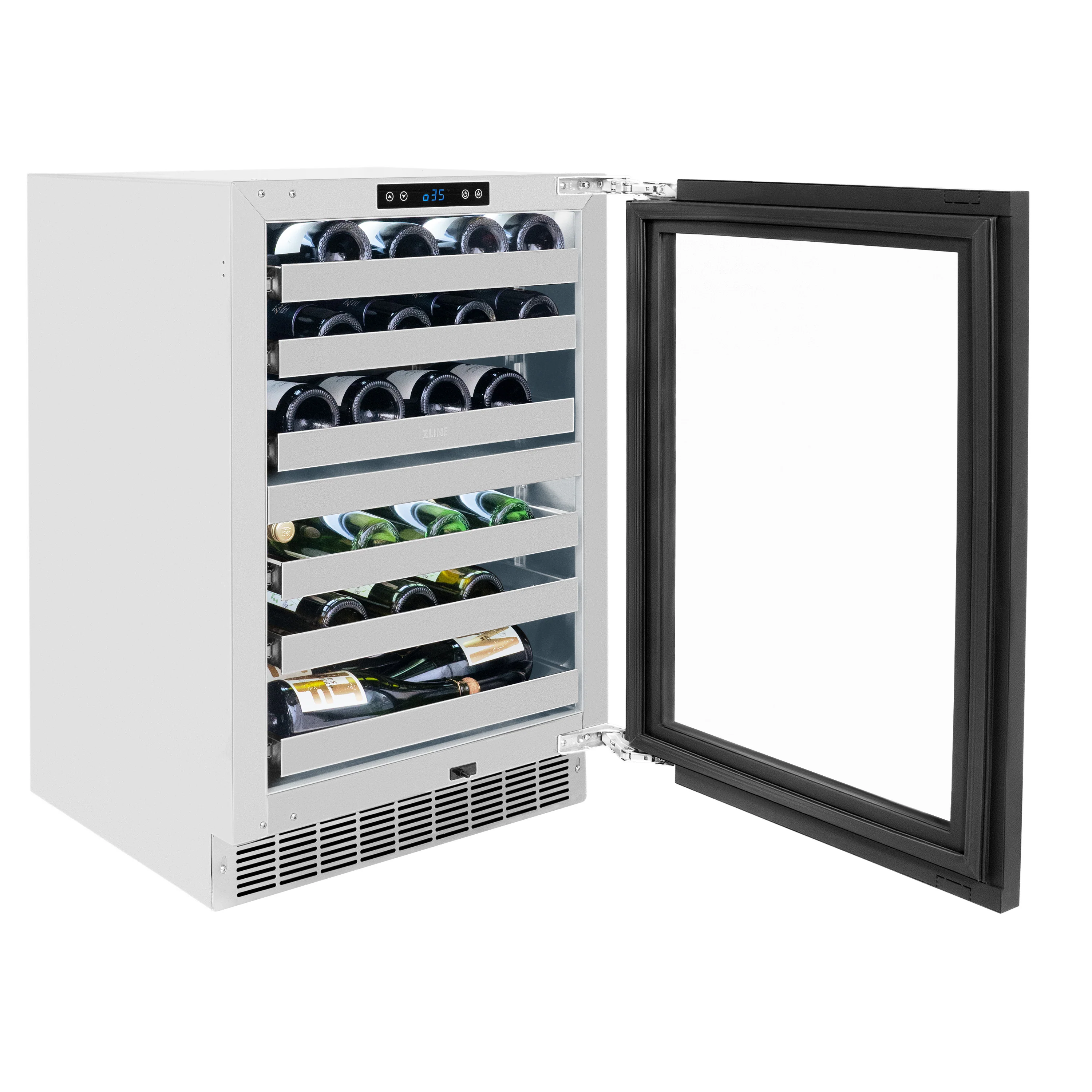 ZLINE 24 In. Touchstone Wine Cooler with Panel-Ready Glass Door and Polished Gold Handle (RWDPOZ-24-G) - Image 9