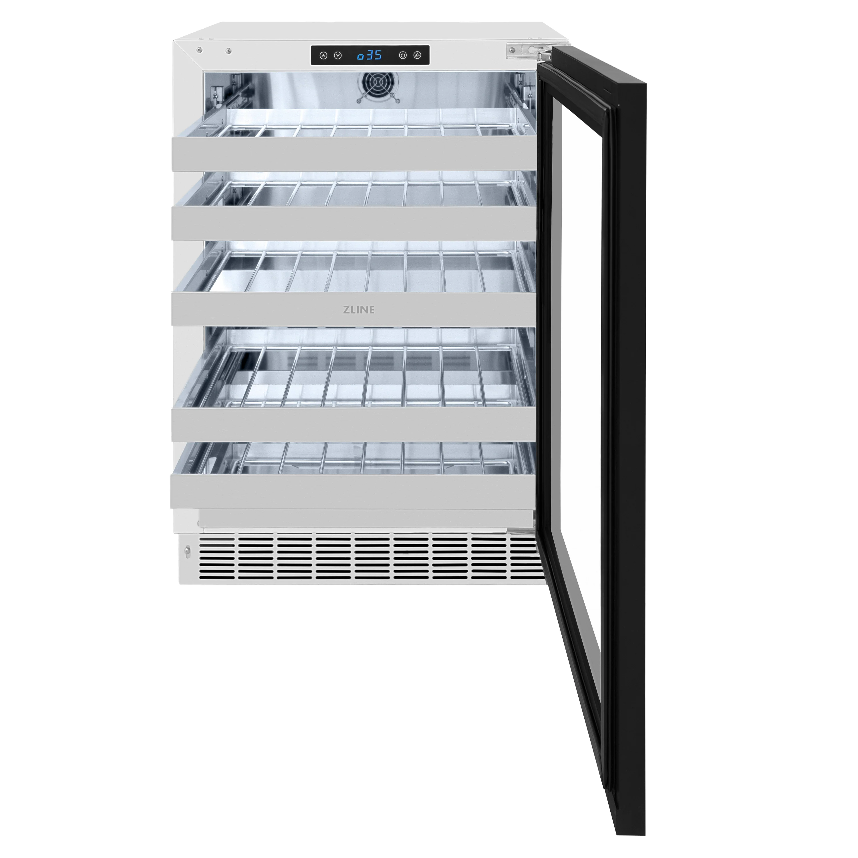 ZLINE 24 In. Touchstone Wine Cooler with Panel-Ready Glass Door and Matte Black Handle (RWDPOZ-24-MB) - Image 6