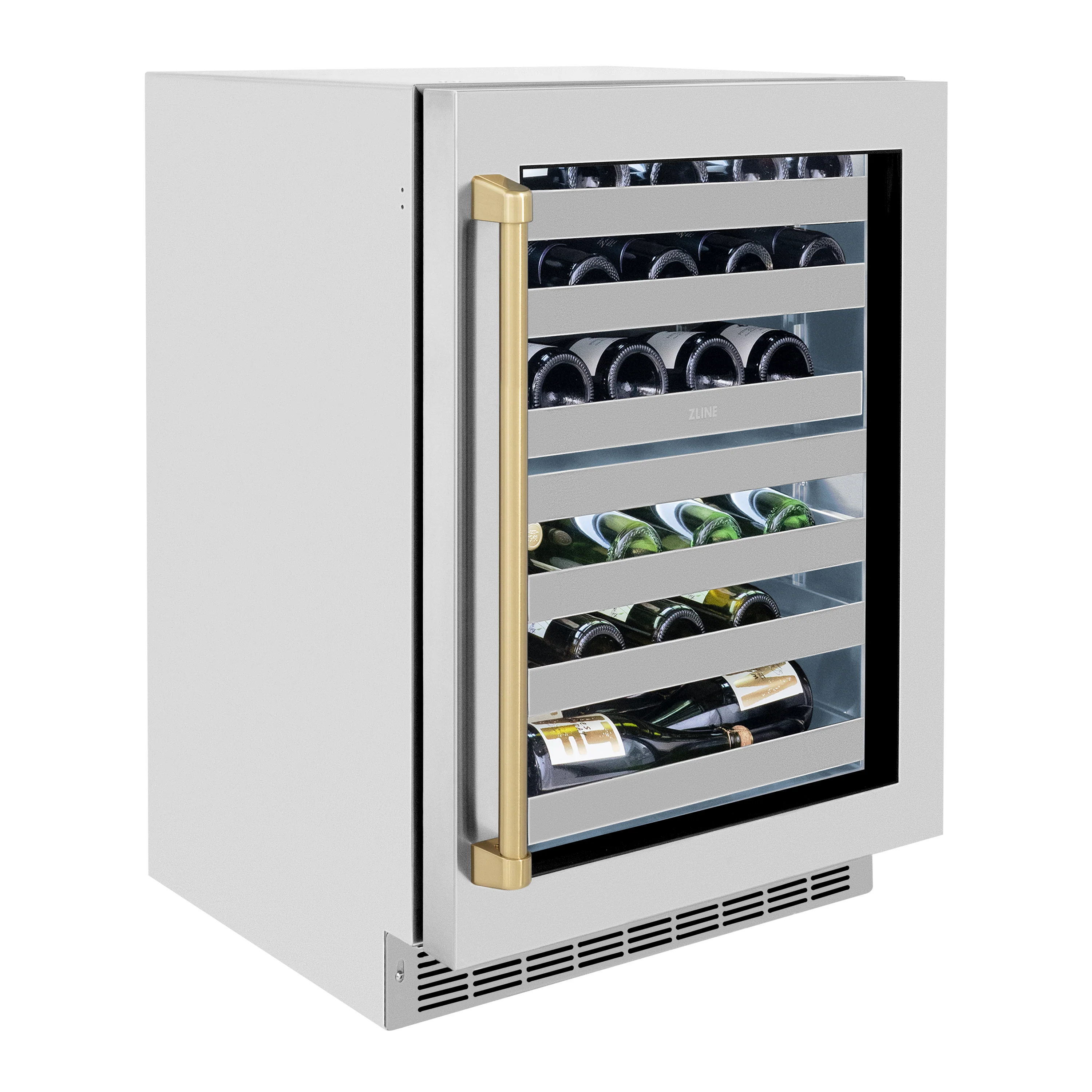 ZLINE 24 In. Touchstone Wine Cooler with Stainless Steel Glass Door and Champagne Bronze Handle (RWDOZ-GS-24-CB) - Image 5