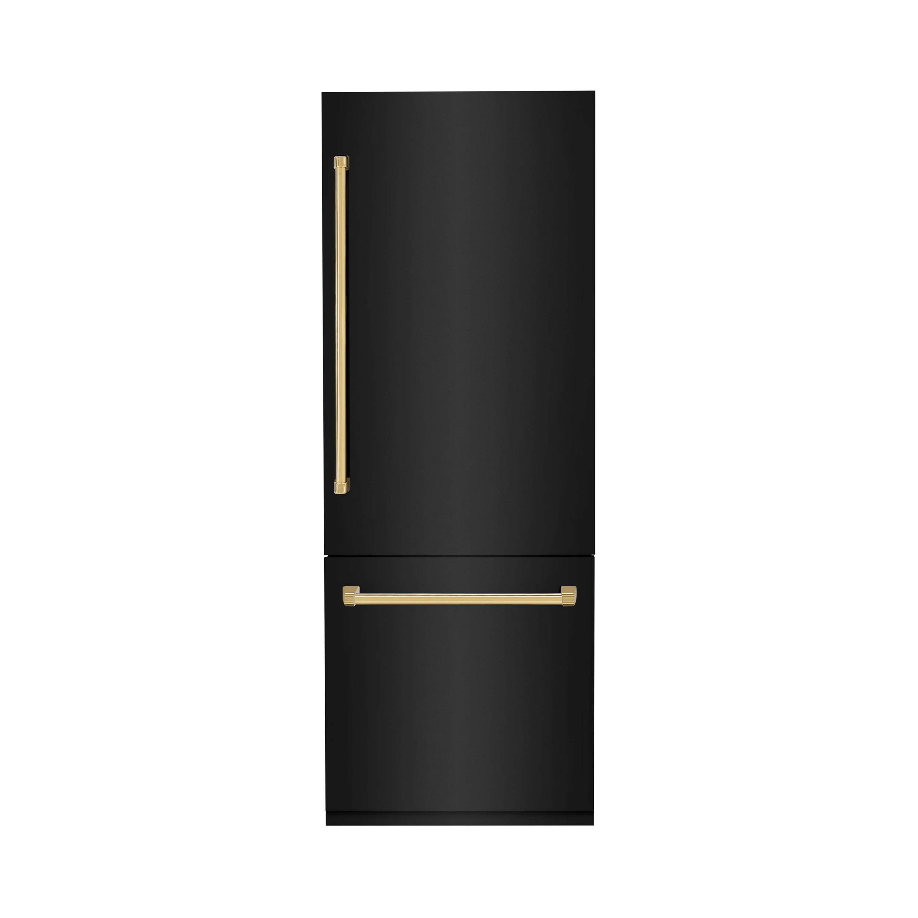 ZLINE Autograph Edition 30 in. 16.1 cu. ft. Built-In Bottom Freezer Refrigerator with Water Dispenser and Ice Maker in Black Stainless Steel with Polished Gold Accents (RBIVZ-BS-30-G) - Image 4