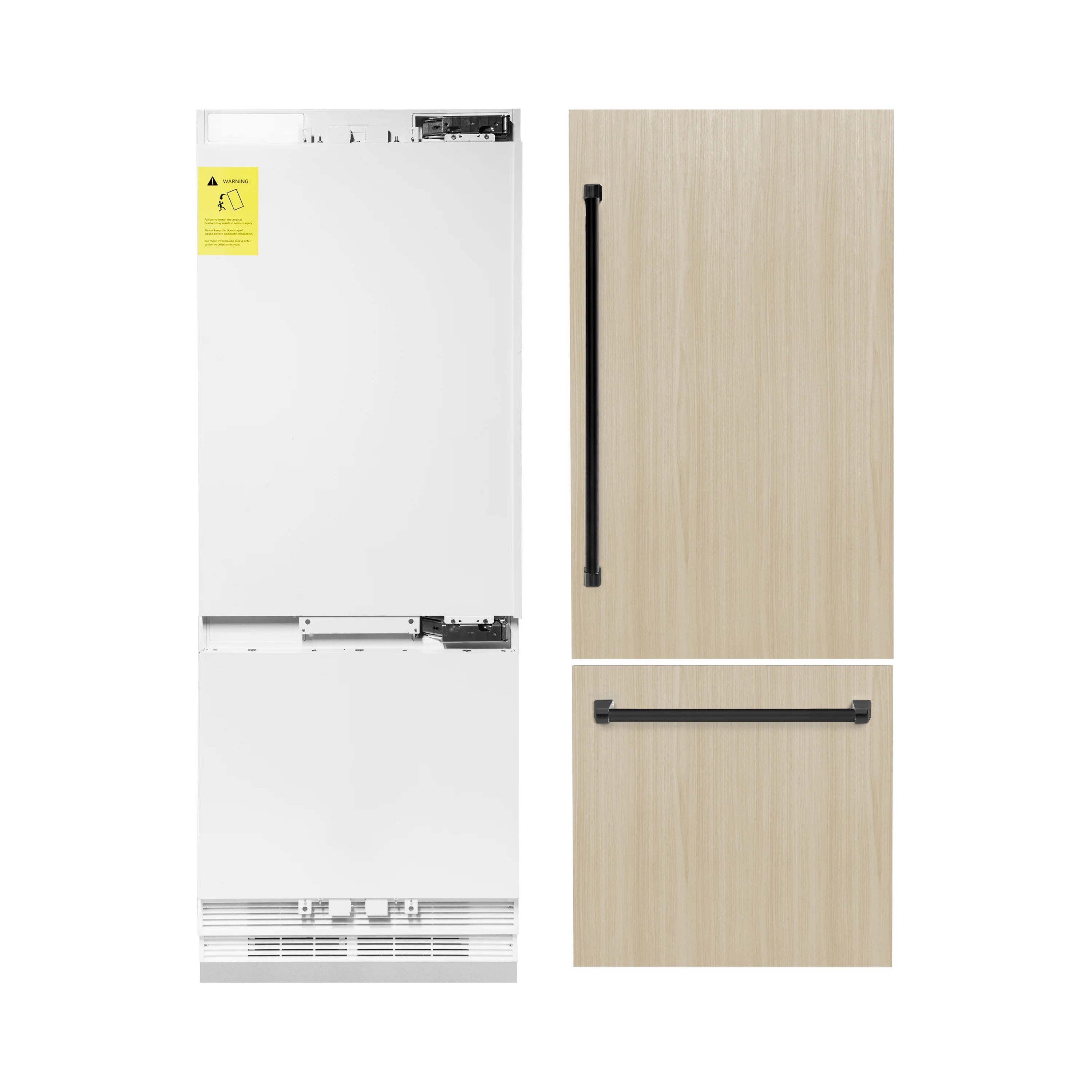 ZLINE Autograph Edition 30 in. 16.1 cu. ft. Panel Ready Built-In Bottom Freezer Refrigerator with Water Dispenser and Ice Maker with Matte Black Accents (RBIVZ-30-MB) - Image 2