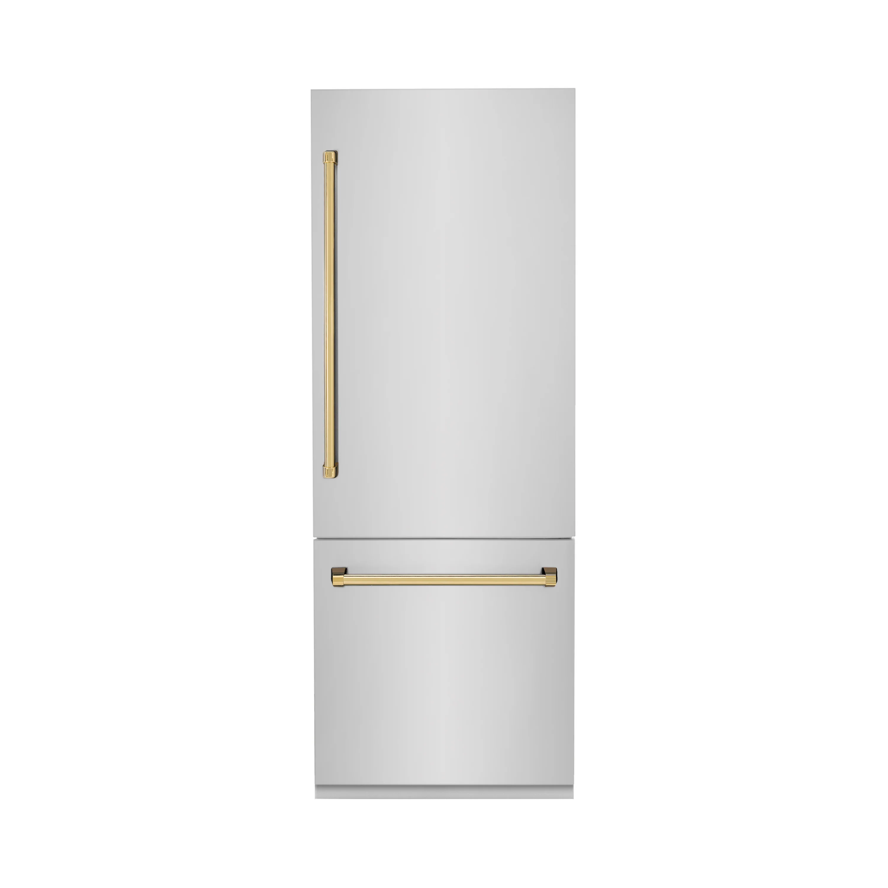 ZLINE Autograph Edition 30 in. 16.1 cu. ft. Built-In Bottom Freezer Refrigerator with Water Dispenser and Ice Maker in Stainless Steel with Polished Gold Accents (RBIVZ-304-30-G) - Image 3