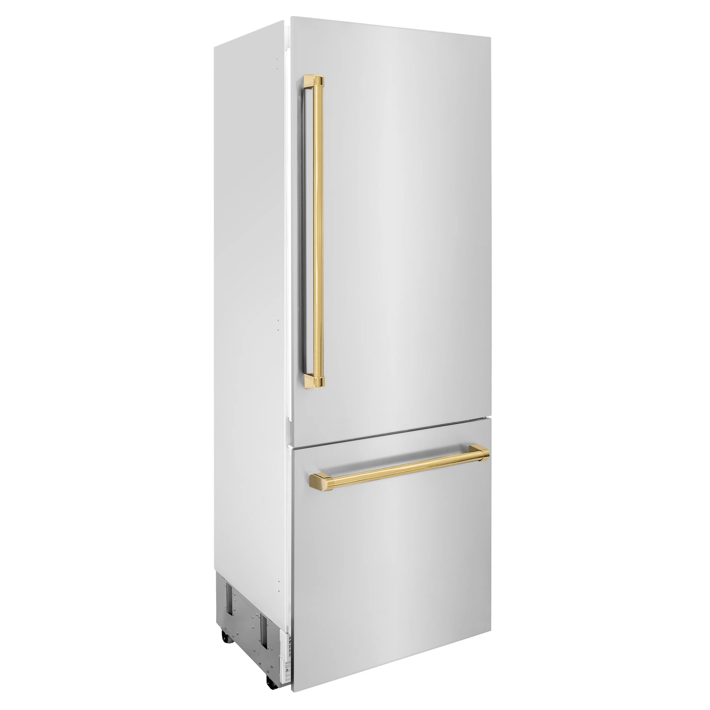 ZLINE Autograph Edition 30 in. 16.1 cu. ft. Built-In Bottom Freezer Refrigerator with Water Dispenser and Ice Maker in Stainless Steel with Polished Gold Accents (RBIVZ-304-30-G) - Image 7