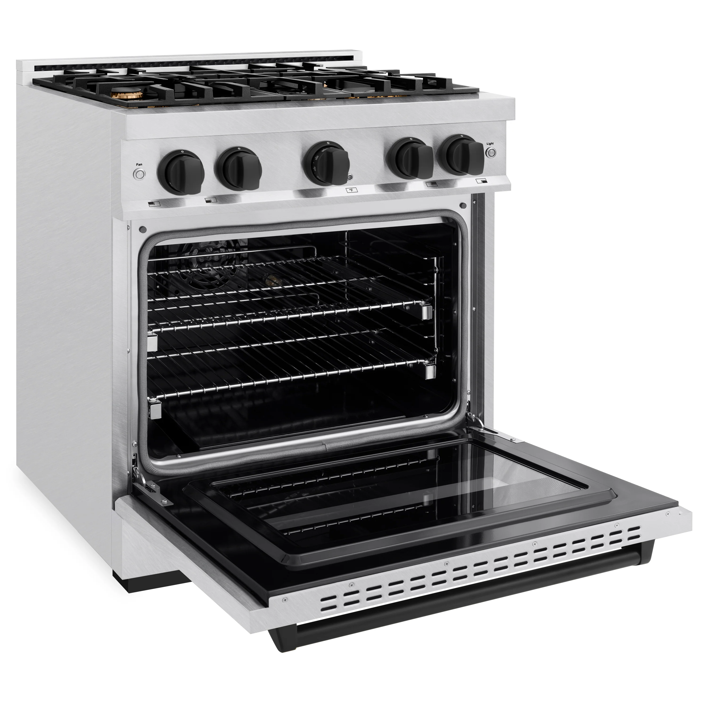 ZLINE Autograph Edition 30 in. 4.2 cu. ft. Classic Gas Range with 4 Burner Cooktop and Convection Gas Oven in Satin Stainless Steel and Matte Black Accents (CGRSZ-30-MB) - Image 7