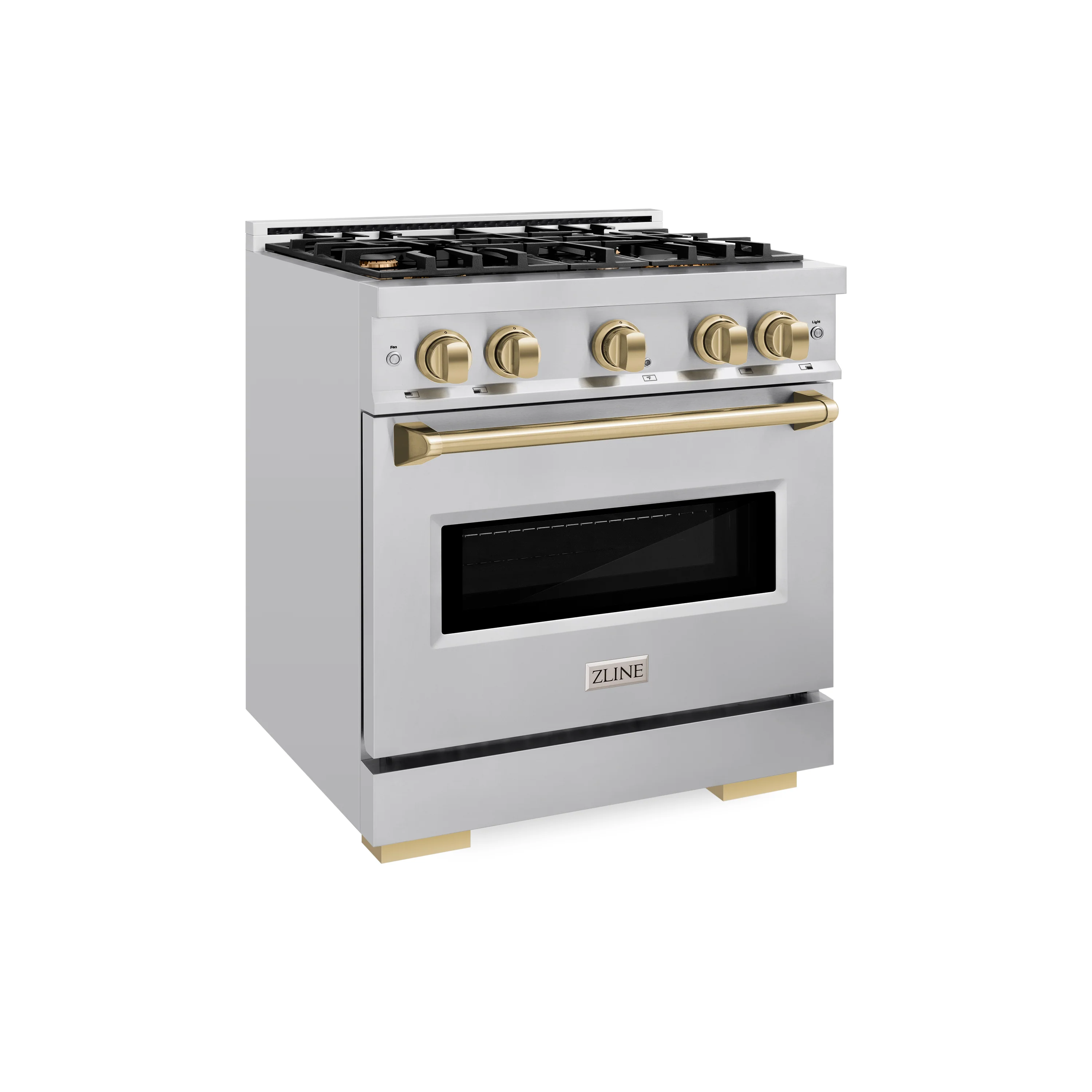 ZLINE Autograph Edition 30 in. 4.2 cu. ft. Classic Gas Range with 4 Burner Cooktop and Convection Gas Oven in Stainless Steel and Champagne Bronze Accents (CGRZ-30-CB) - Image 4