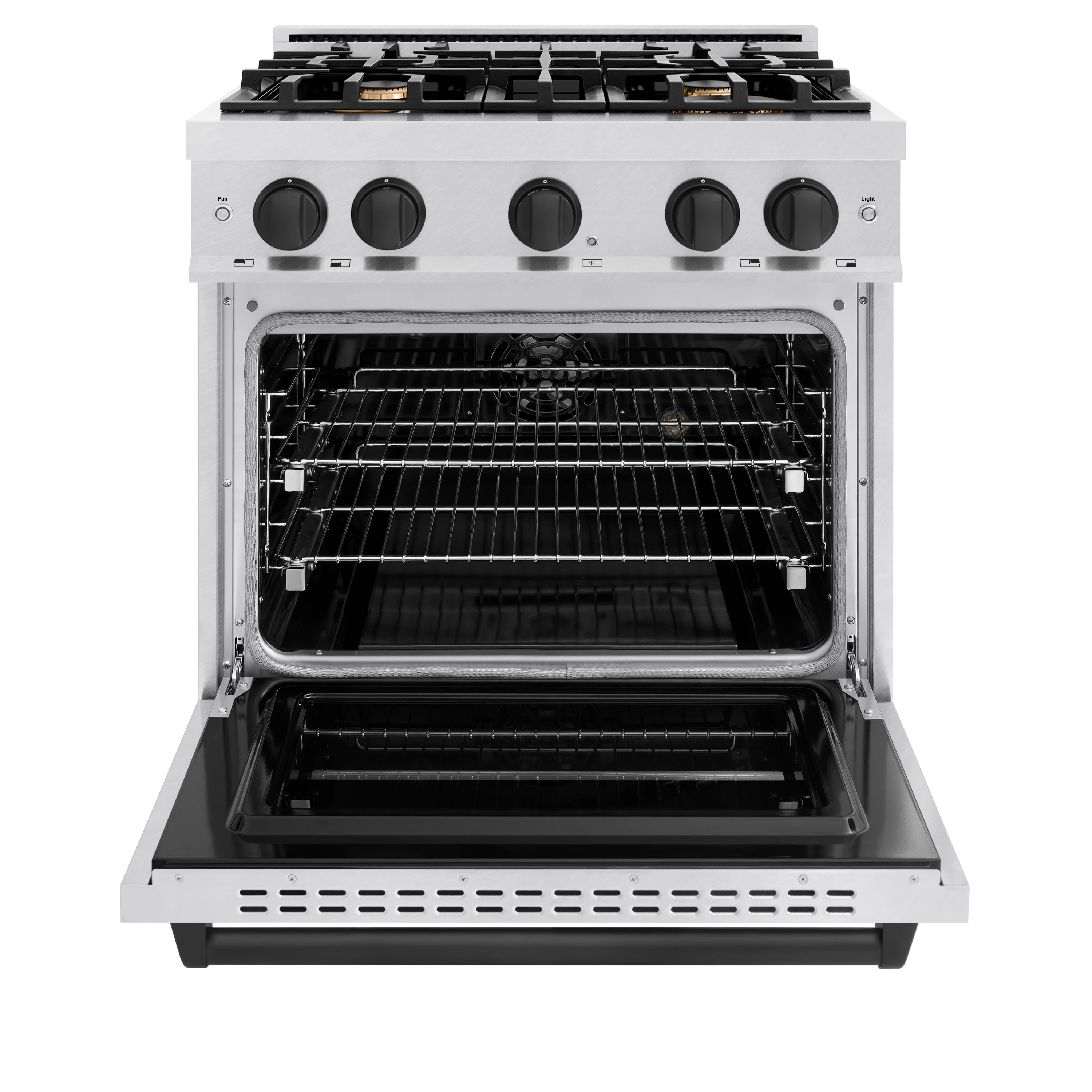 ZLINE Autograph Edition 30 in. 4.2 cu. ft. Classic Gas Range with 4 Burner Cooktop and Convection Gas Oven in Stainless Steel and Matte Black Accents (CGRZ-30-MB) - Image 3