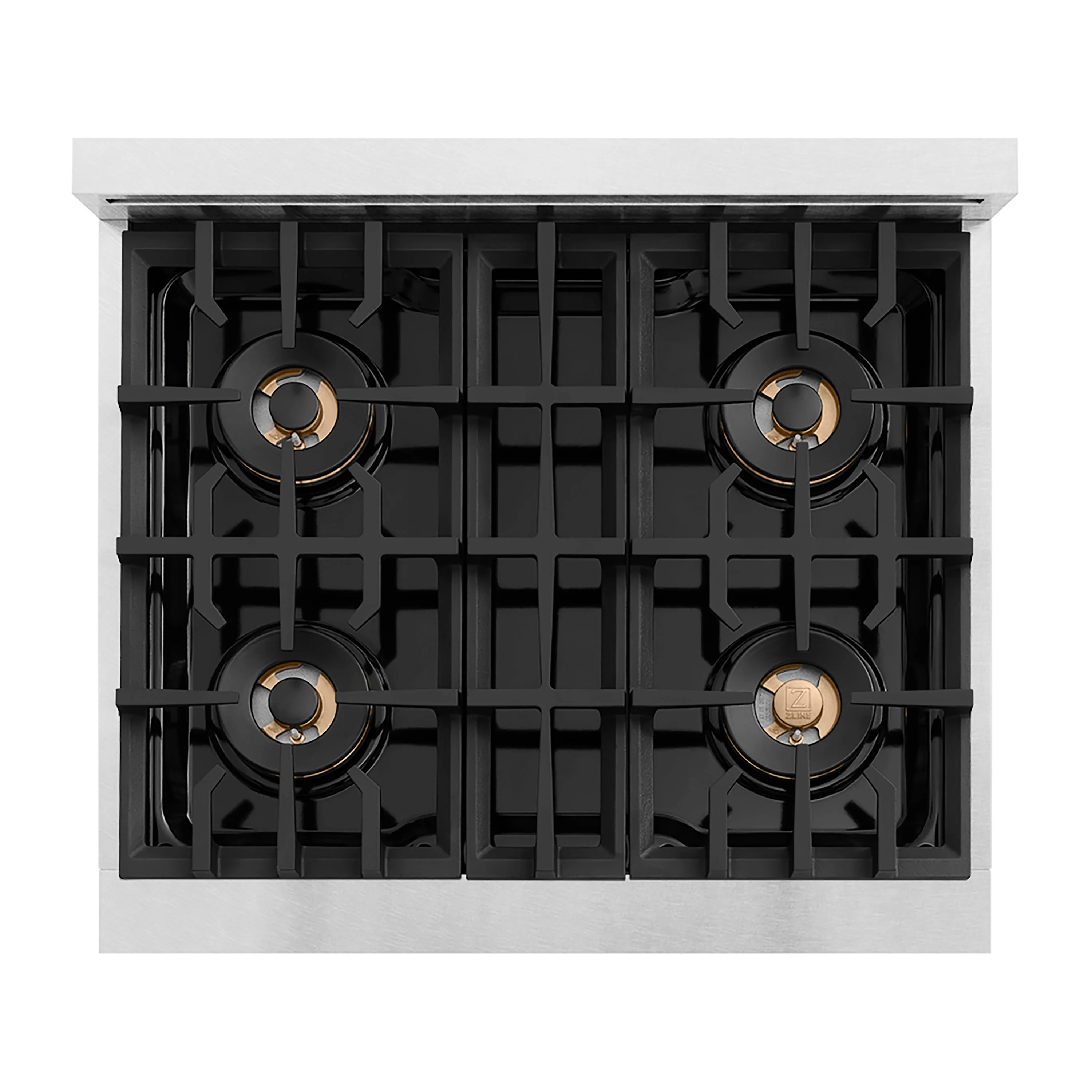 ZLINE Autograph Edition 30 in. Classic Gas Rangetop with 4 Burner DuoPro™ Cooktop in Satin Stainless Steel and Matte Black Accents (PCRTSZ-30-MB) - Image 2