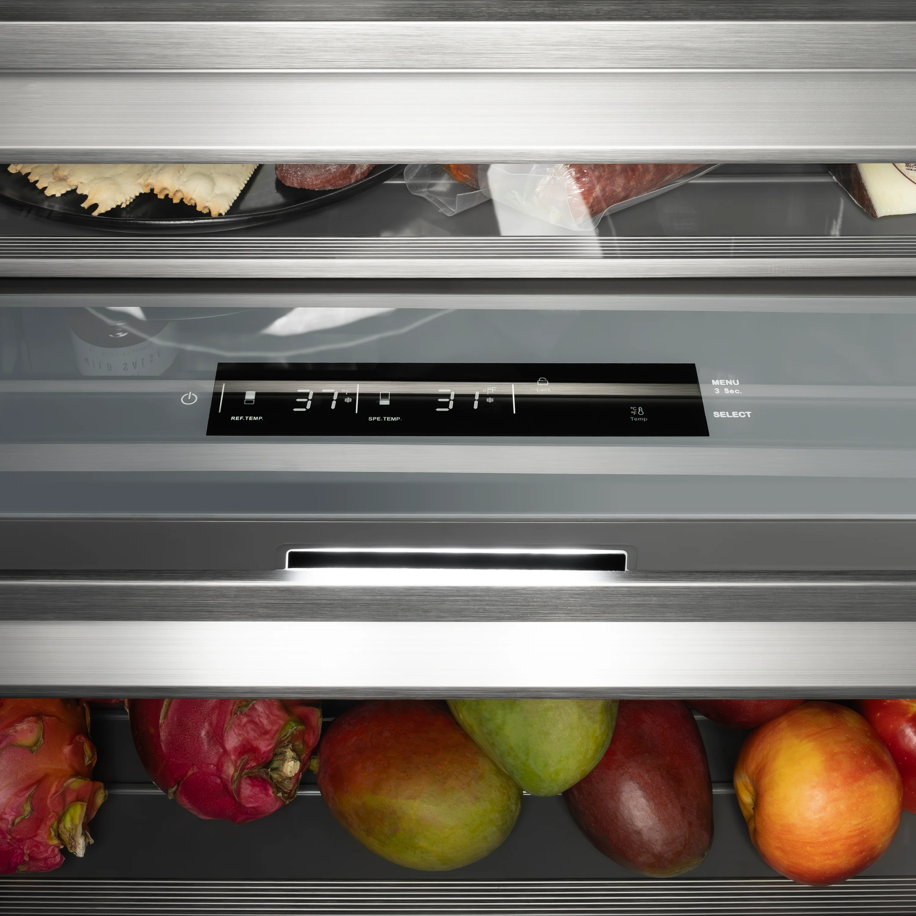 ZLINE Autograph Edition 30 in. 16.7 cu. ft. Column Refrigerator in Satin Stainless Steel with Graphite Gray Interior and Matte Black Accents (RCRVZ-SN-30-MB) - Image 6