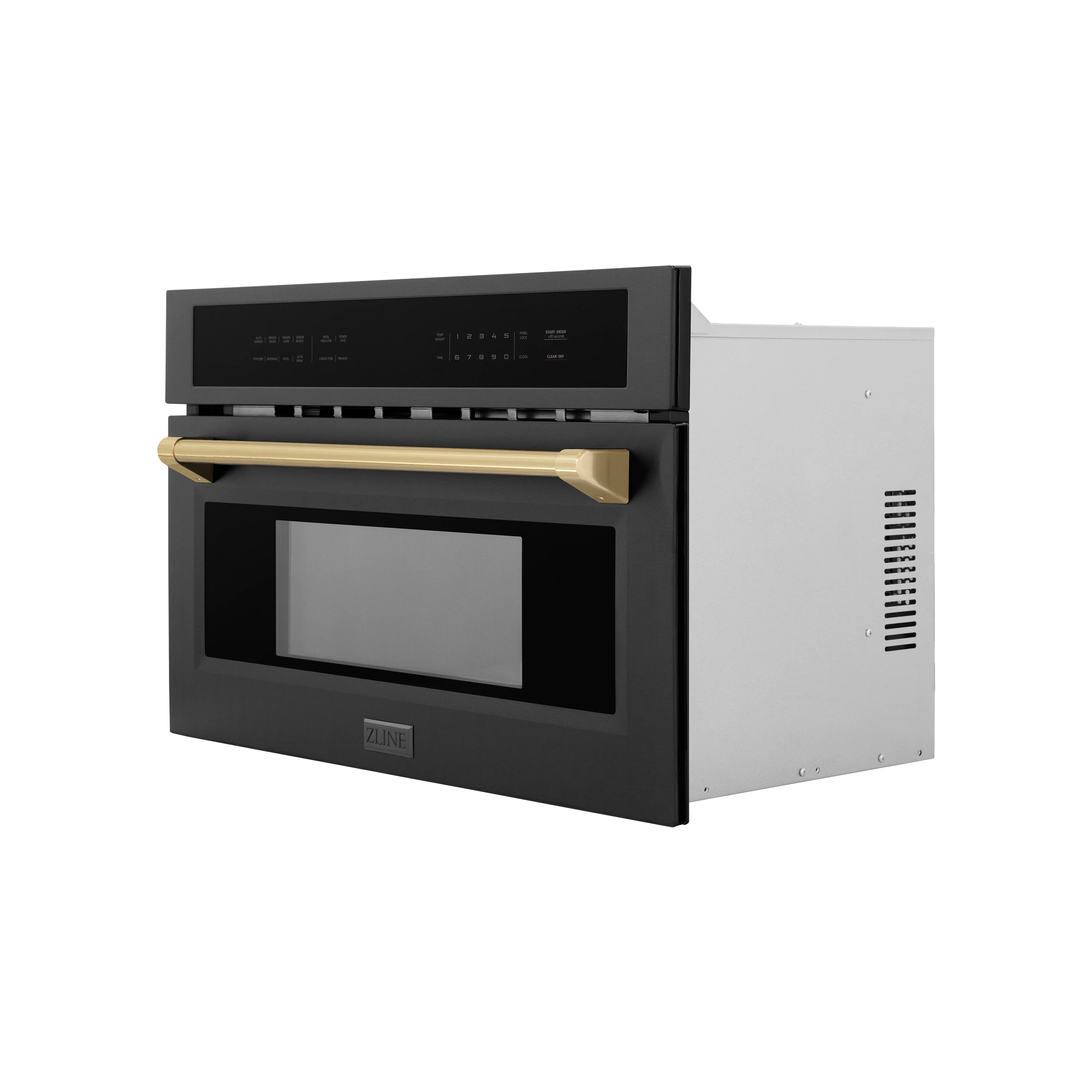 ZLINE Autograph Edition 30” 1.6 cu ft. Built-in Convection Microwave Oven in Black Stainless Steel and Champagne Bronze Accents (MWOZ-30-BS-CB) - Image 4