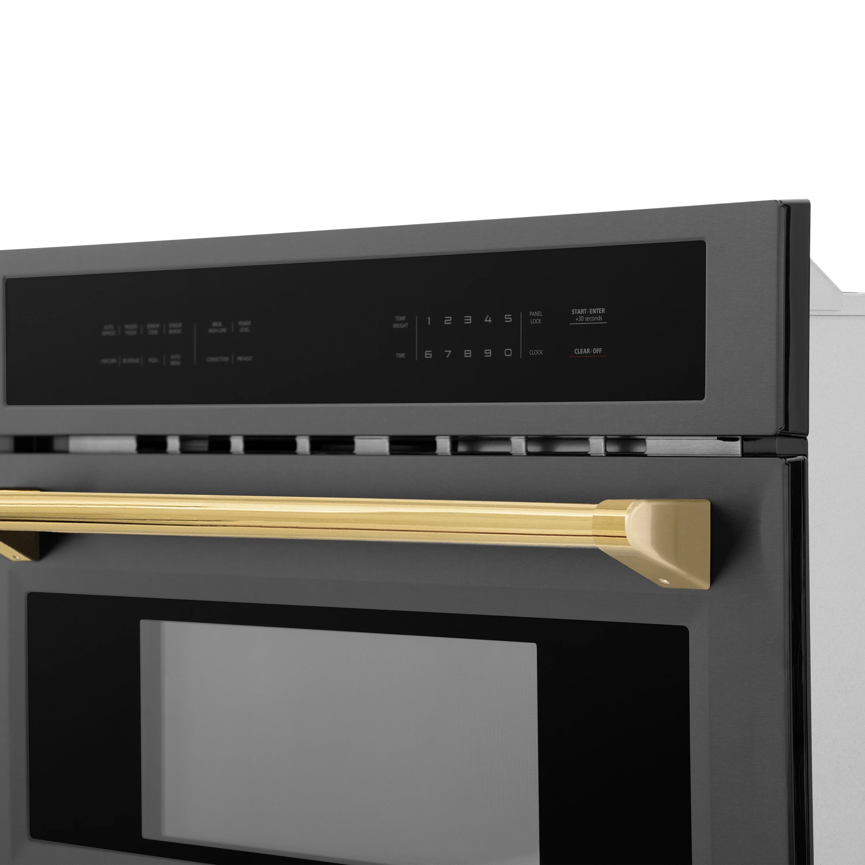 ZLINE Autograph Edition 30” 1.6 cu ft. Built-in Convection Microwave Oven in Black Stainless Steel and Polished Gold Accents (MWOZ-30-BS-G) - Image 4