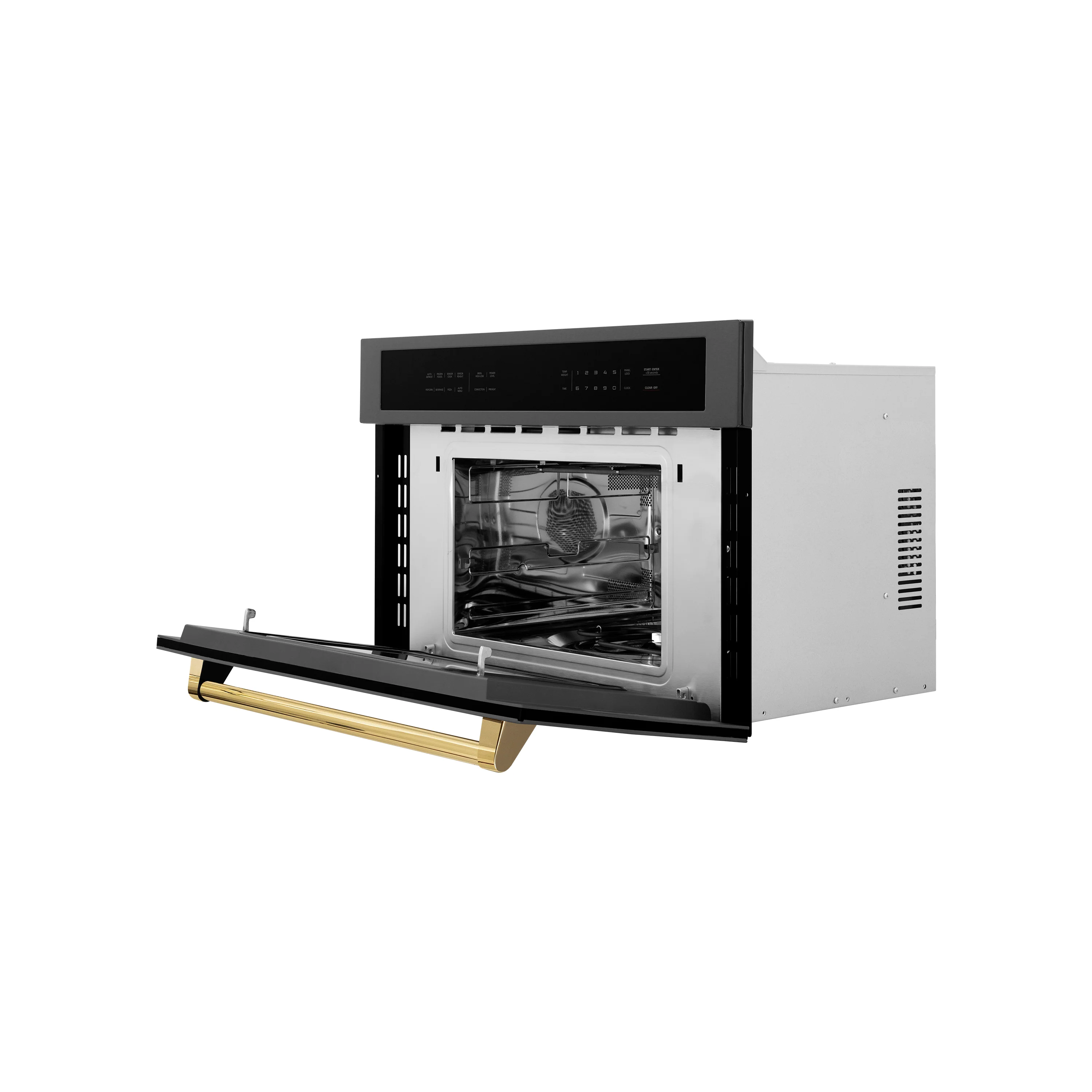 ZLINE Autograph Edition 30” 1.6 cu ft. Built-in Convection Microwave Oven in Black Stainless Steel and Polished Gold Accents (MWOZ-30-BS-G) - Image 5