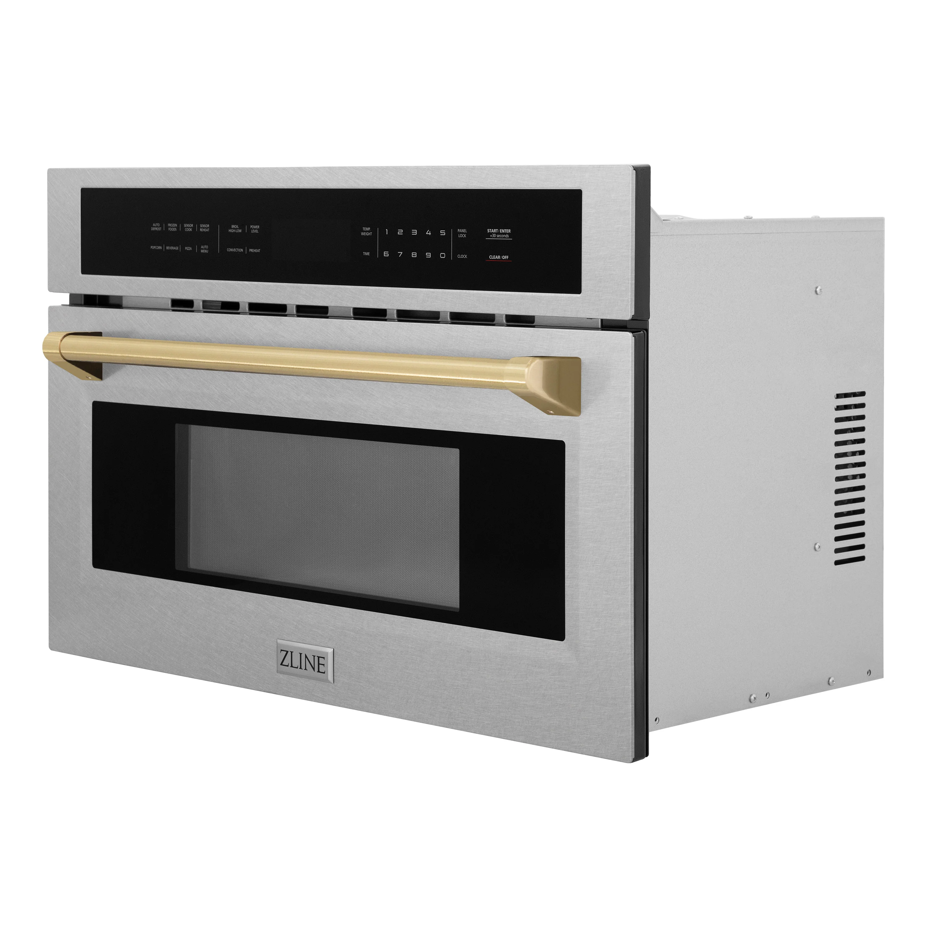 ZLINE Autograph Edition 30 in. 1.6 cu ft. Built-in Convection Microwave Oven in Satin Stainless Steel and Champagne Bronze Accents (MWOZ-30-SS-CB) - Image 4
