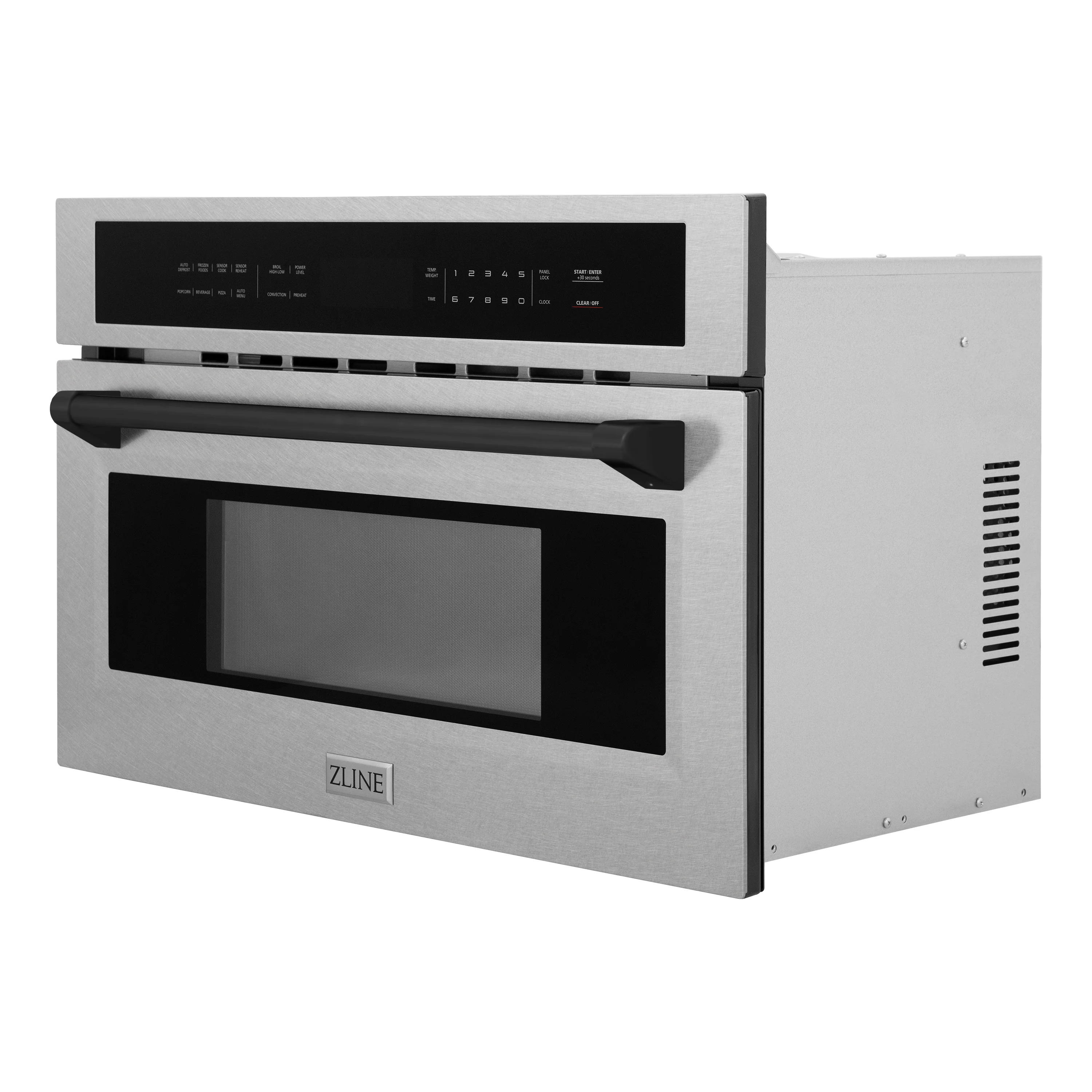 ZLINE Autograph Edition 30 in. 1.6 cu ft. Built-in Convection Microwave Oven in Satin Stainless Steel and Matte Black Accents (MWOZ-30-SS-MB) - Image 6
