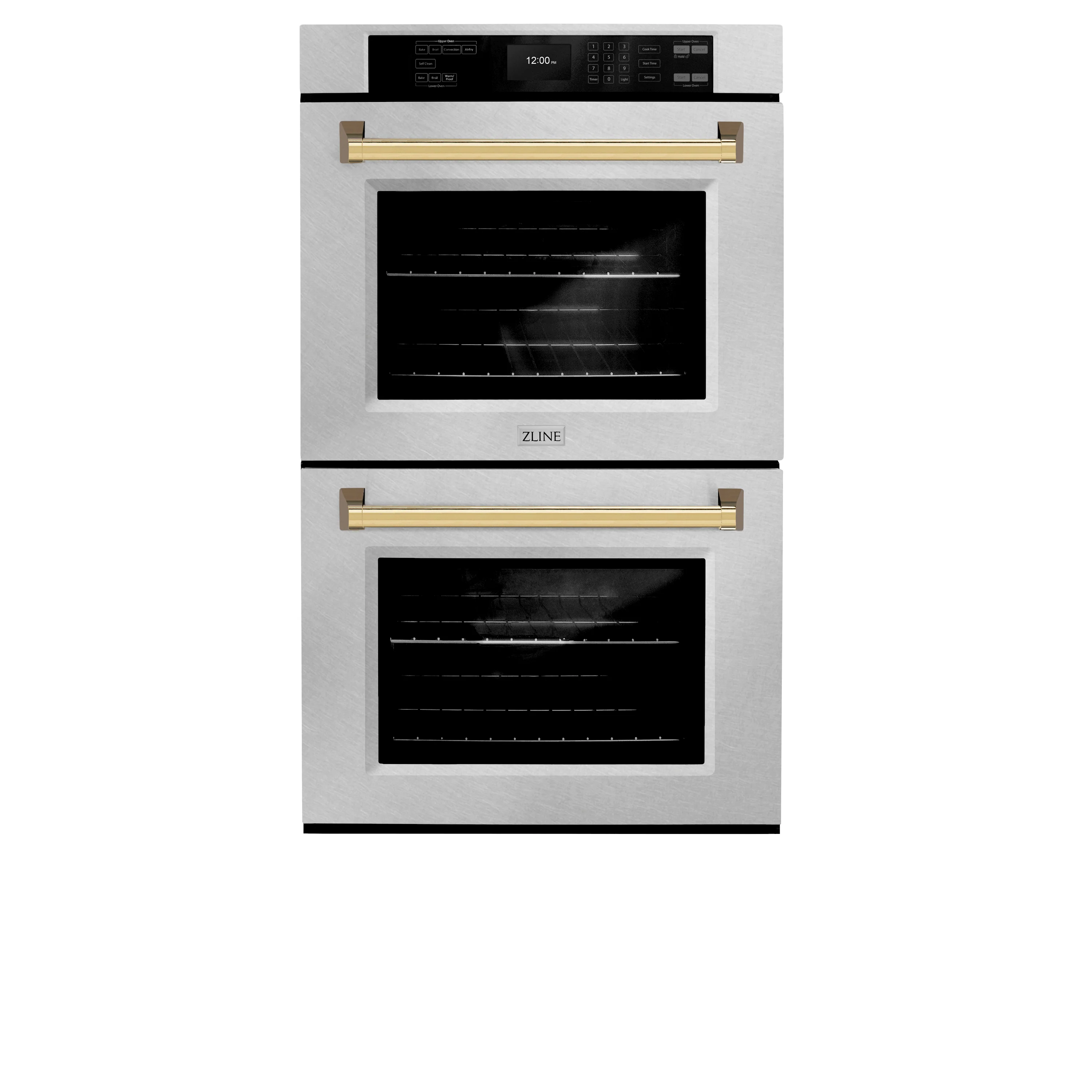 ZLINE 30 in. Autograph Edition Professional True Convection Double Wall Oven with Air Fry and Self Clean in Satin Stainless Steel with Polished Gold Handles (WADSZ-30-G) - Image 4