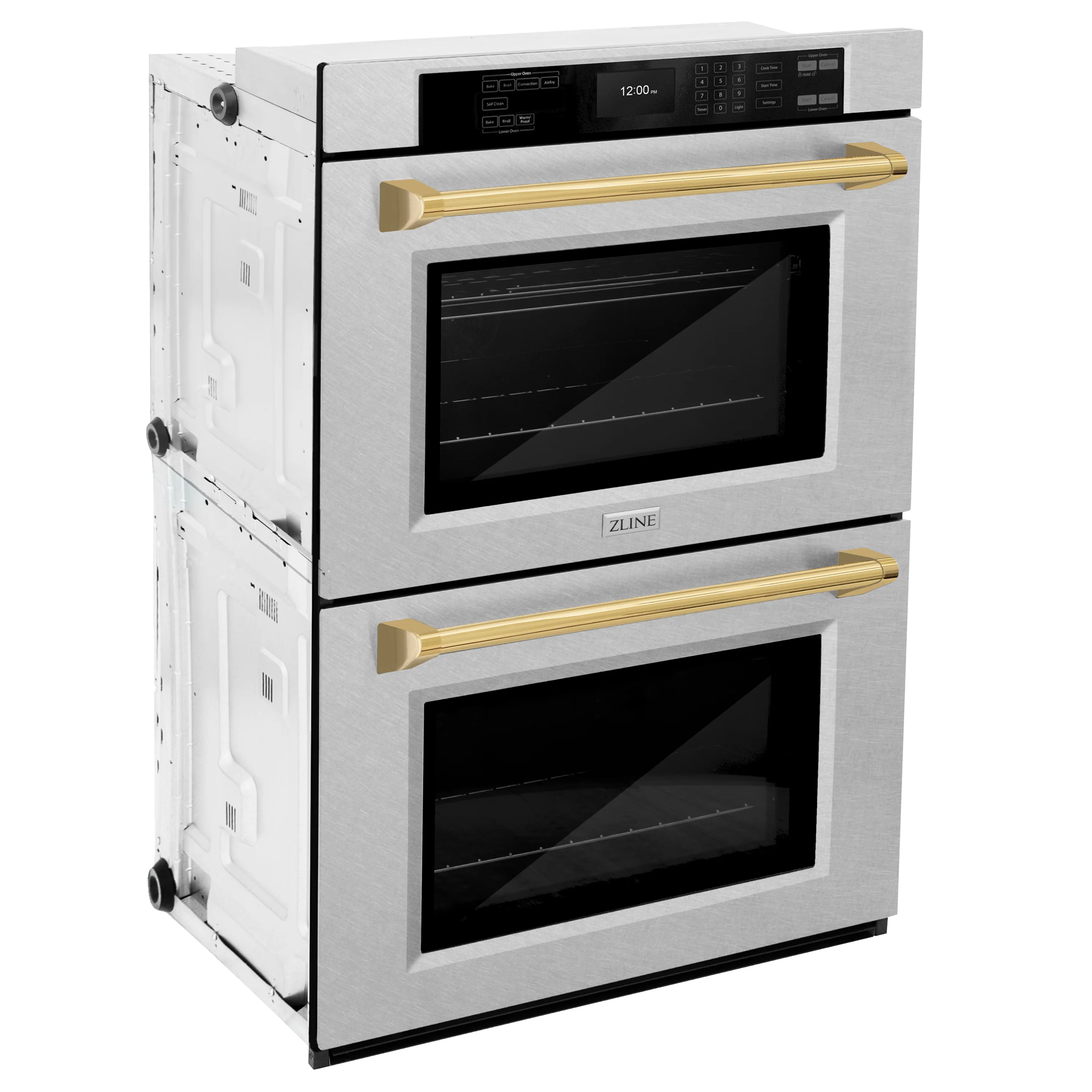 ZLINE 30 in. Autograph Edition Professional True Convection Double Wall Oven with Air Fry and Self Clean in Satin Stainless Steel with Polished Gold Handles (WADSZ-30-G) - Image 5