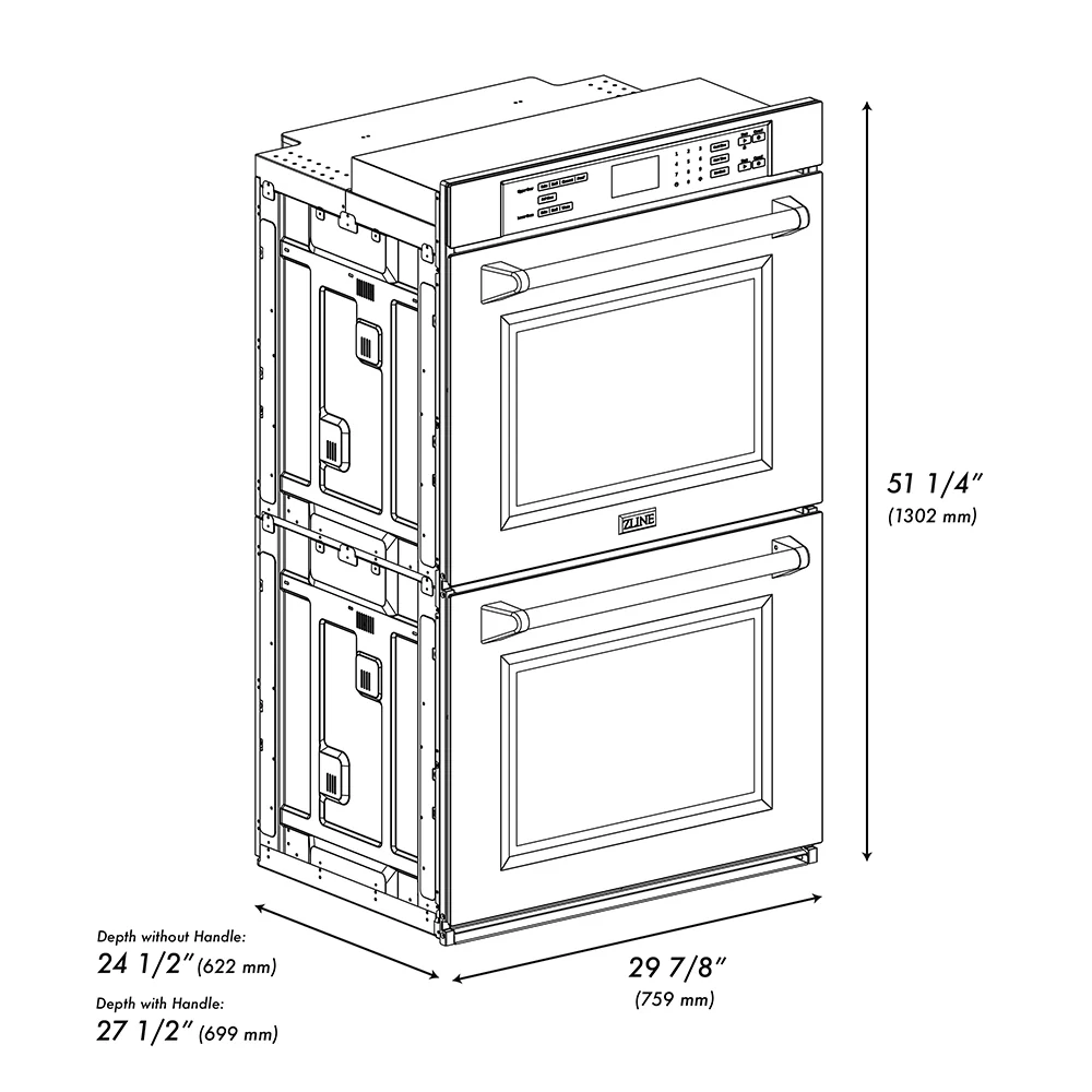ZLINE Autograph Edition 30 in. Professional True Convection Double Wall Oven with Air Fry and Self Clean in Satin Stainless Steel with Polished Nickel Helix Handles (WADSZ-30-KPN) - Image 20