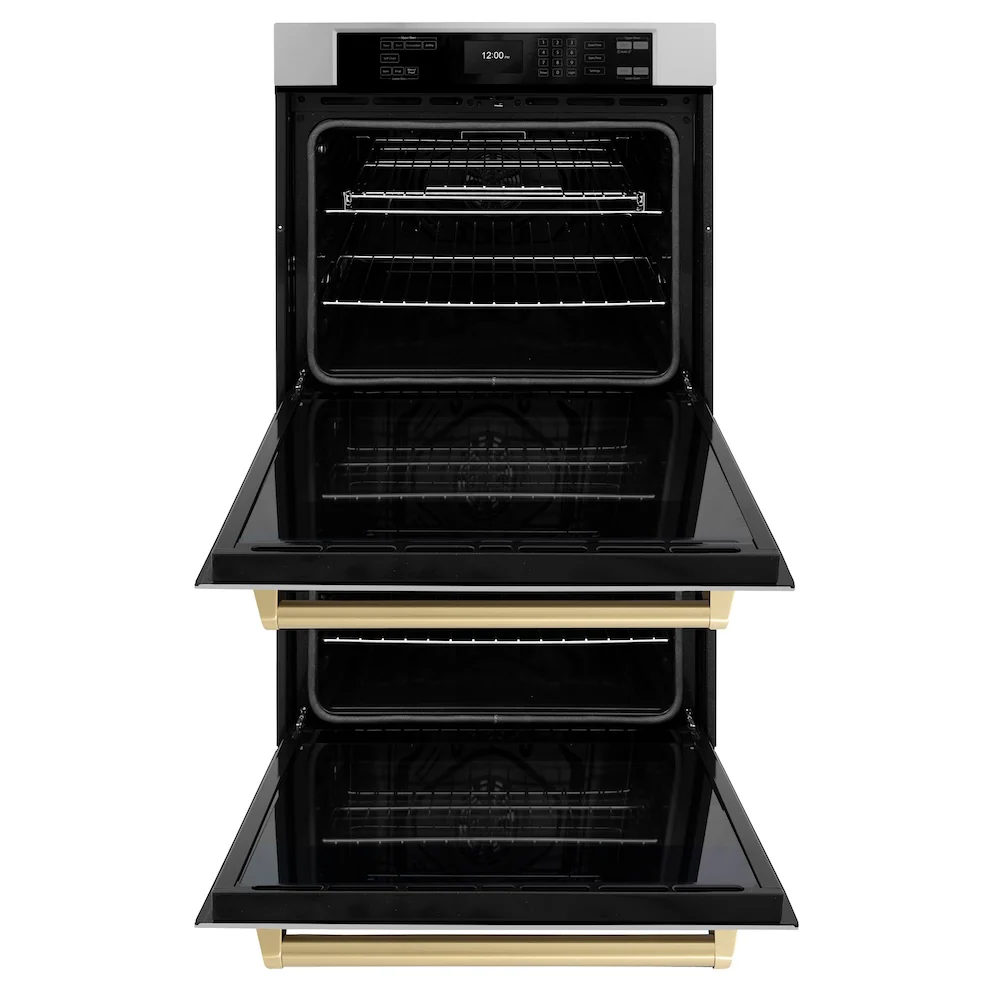 ZLINE Autograph Edition 30 in. Professional True Convection Double Wall Oven with Air Fry and Self Clean in Stainless Steel with Champagne Bronze Handles (WADZ-30-CB) - Image 5