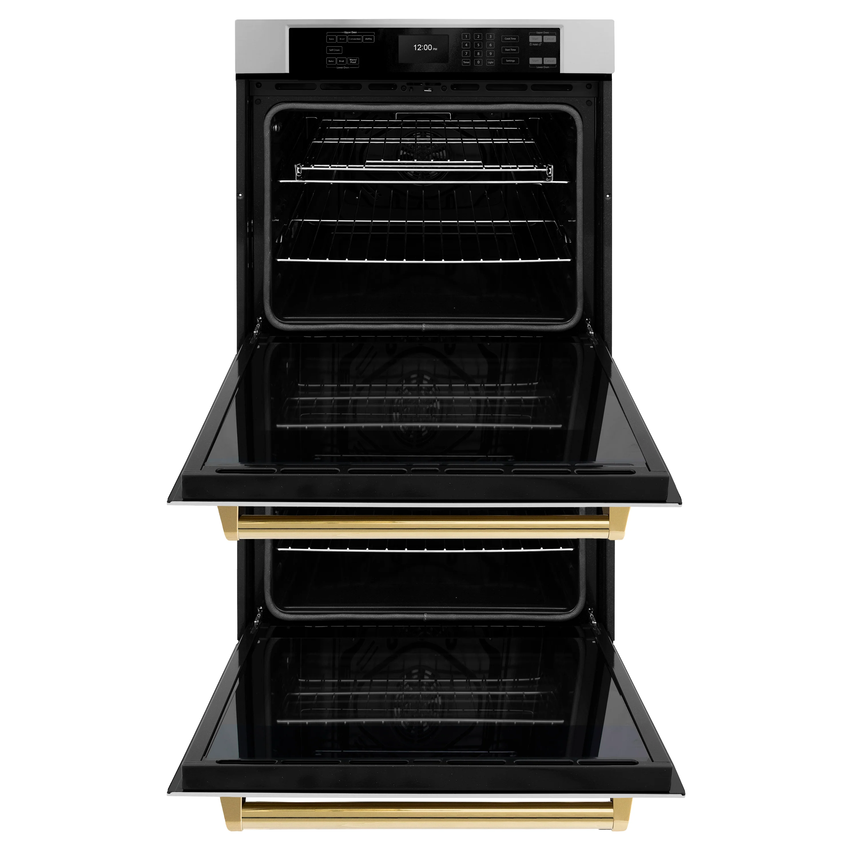ZLINE 30 in. Autograph Edition Professional True Convection Double Wall Oven with Air Fry and Self Clean in Stainless Steel with Polished Gold Handles (WADZ-30-G) - Image 4