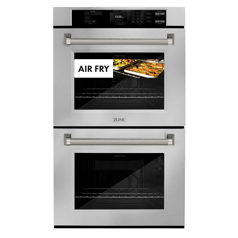 ZLINE Autograph Edition 30 in. Professional True Convection Double Wall Oven with Air Fry and Self Clean in Stainless Steel with Polished Nickel Helix Handles (WADZ-30-KPN) - Image 3