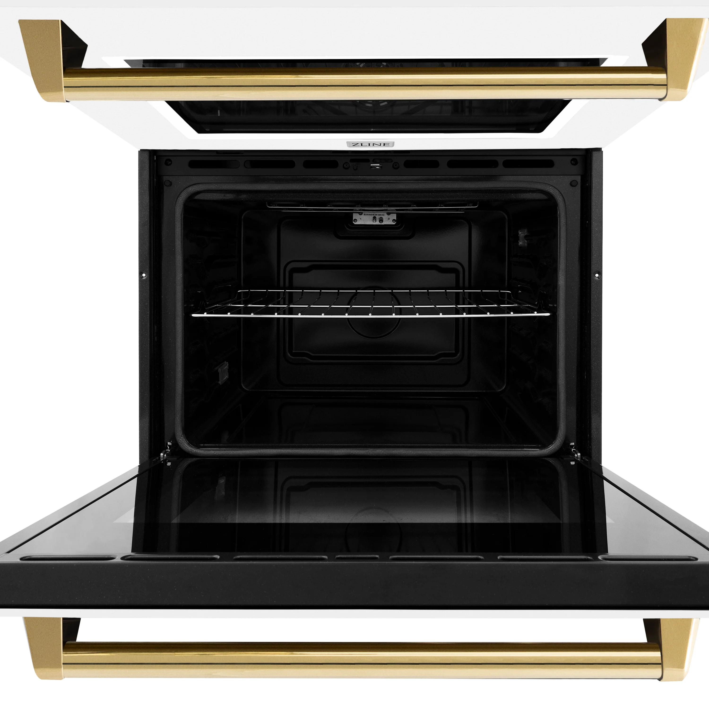 ZLINE 30 in. Autograph Edition Professional True Convection Double Wall Oven with Air Fry and Self Clean in Stainless Steel with White Matte Doors and Polished Gold Handles (WADZ-WM-30-G) - Image 8