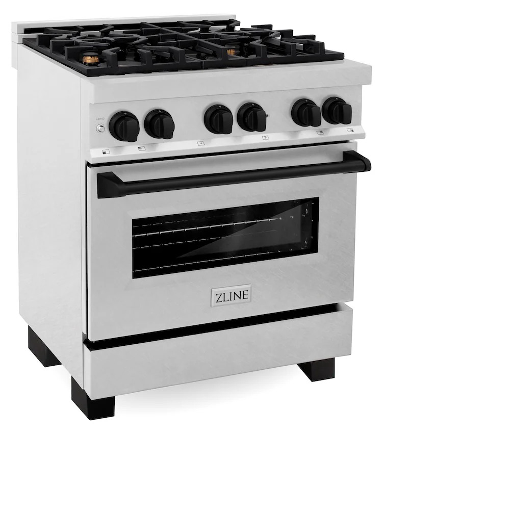 ZLINE Autograph Edition 30 in. 4.0 cu. ft. Legacy Dual Fuel Range with 4 Burner Gas Cooktop and Electric Convection Oven in Satin Stainless Steel and Matte Black Accents, Open Box-Great Condition - Image 5