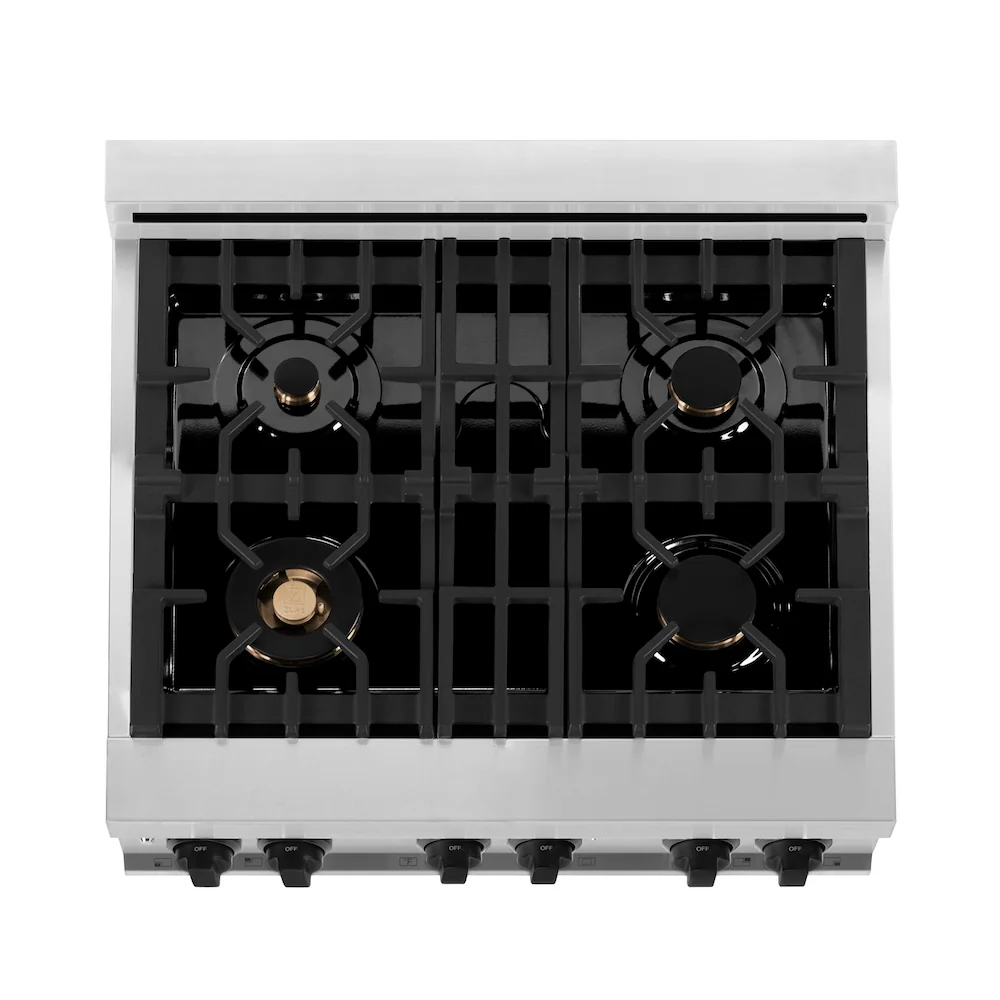 ZLINE Autograph Edition 30 in. 4.0 cu. ft. Legacy Dual Fuel Range with 4 Burner Gas Cooktop and Electric Convection Oven in Stainless Steel with White Matte Door and Matte Black Accents, Open Box-Great Condition - Image 2