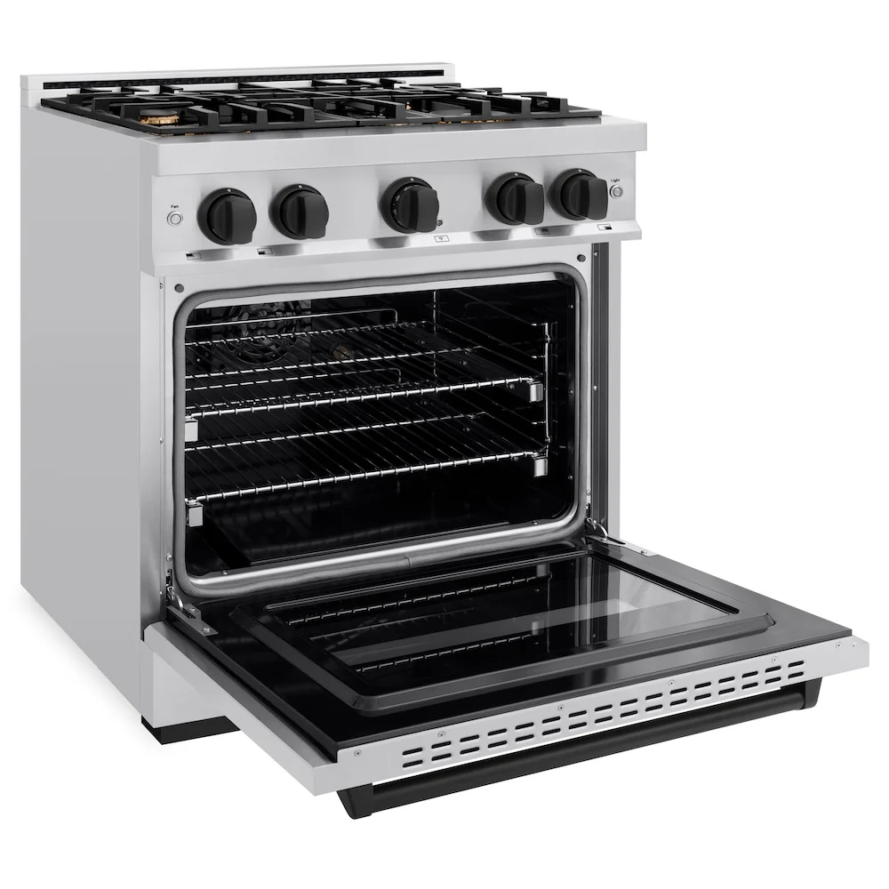 ZLINE Autograph Edition 30 in. 4.2 cu. ft. Classic Dual Fuel Range with 4 Burner Gas Cooktop and Electric Convection Oven in Stainless Steel with Matte Black Accents, Open Box-Great Condition - Image 6