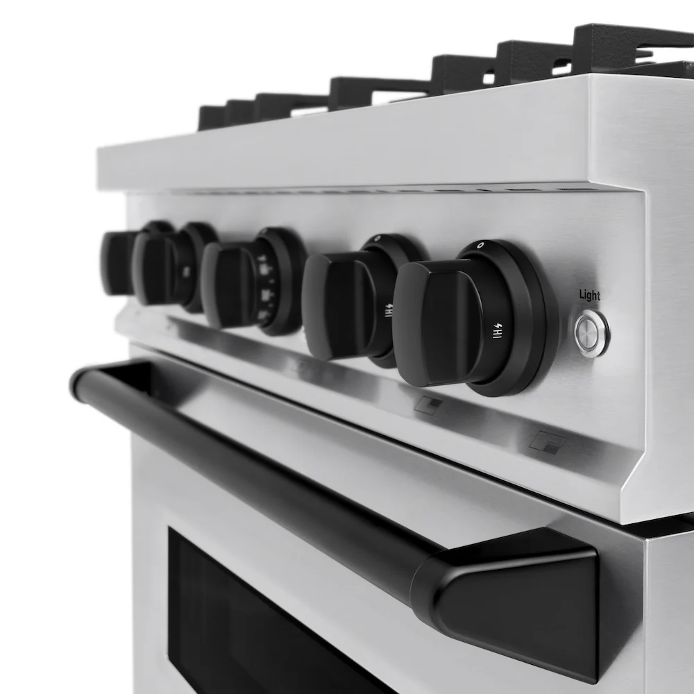 ZLINE Autograph Edition 30 in. 4.2 cu. ft. Classic Dual Fuel Range with 4 Burner Gas Cooktop and Electric Convection Oven in Stainless Steel with Matte Black Accents, Open Box-Great Condition - Image 9